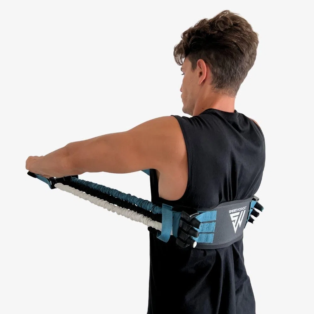 SmartWorkout - SMARTPRESS - Elastici Fitness per Schiena e Pettorali con Bande di Resistenza Regolabili fino a 80 kg