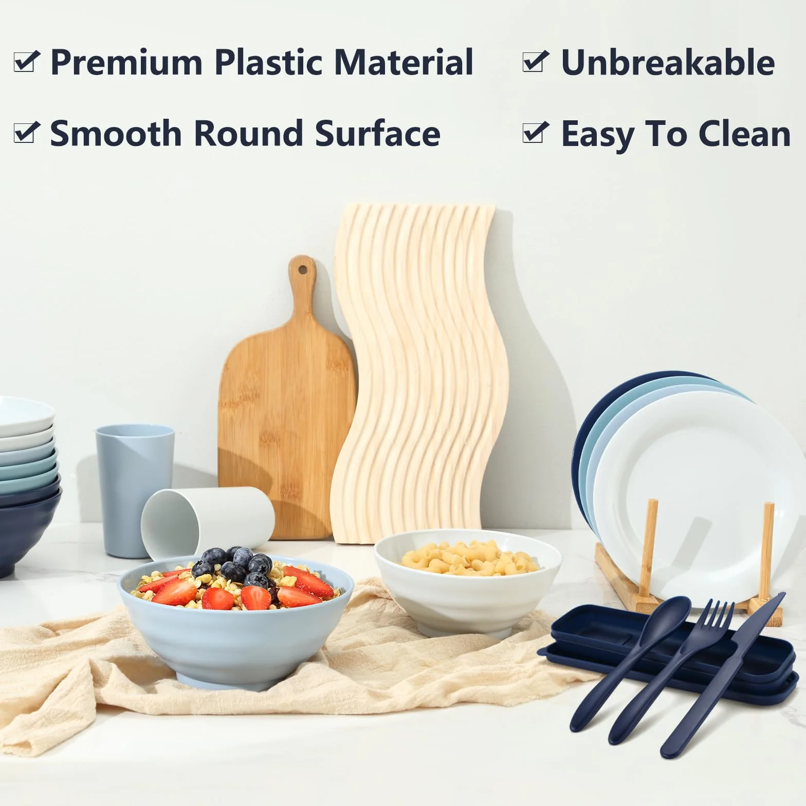 BEWOS Set di piatti di plastica da 10,2 pollici, 8 PACK, stoviglie senza BPA Piatti riutilizzabili per bambini,piatti di plastica leggeri per feste
