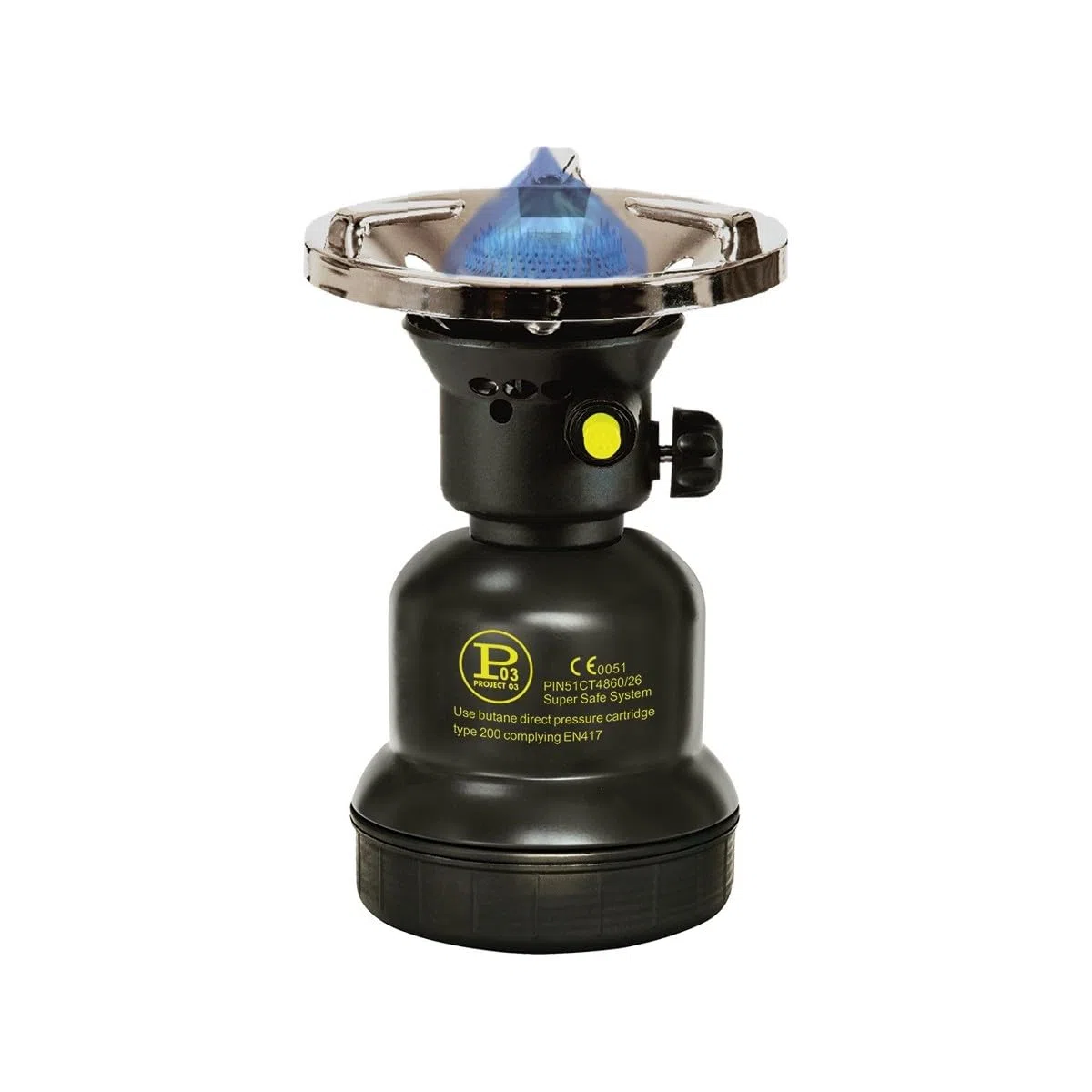 PROWELTEK - Fornello a gas piezo 1300W Scafo Acciaio Fornello a gas Campeggio per cartuccia gas 190g COOK60P