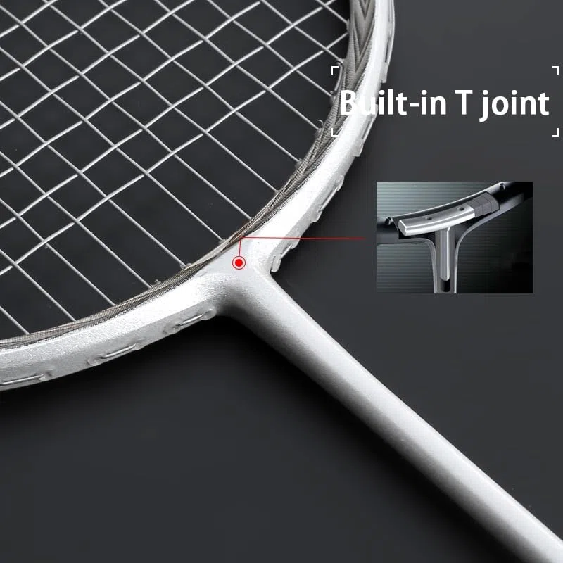 Badminton Set Racchette da Badminton Professionali in Carbonio, Racchetta Super Leggera 5U con Corde in Fibra di