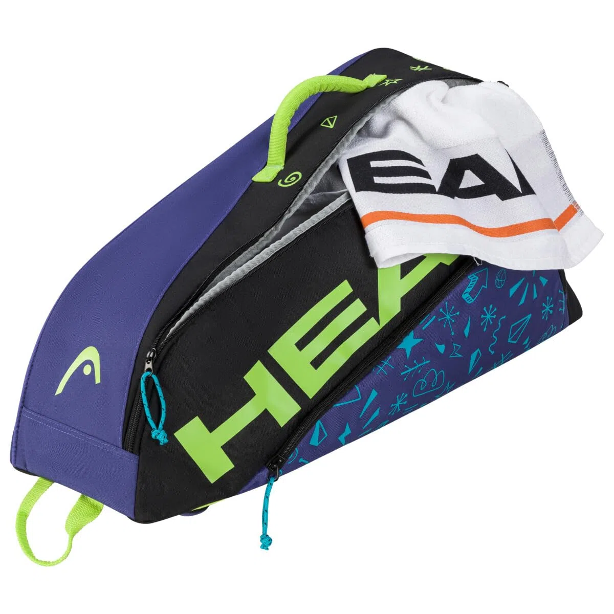 HEAD Borsa per racchetta unisex Youth JR Tour Monster Borsa da Tennis Verde Acido/Nero S, Verde acido/Nero, S