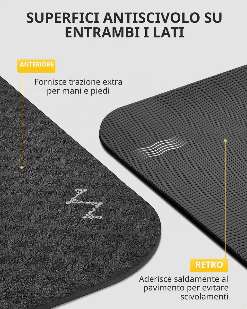 CAMBIVO Tappetino da yoga grande, grande 183 x 122 cm, TPE tappetino da palestra antiscivolo, tappetino da pavimento per fitness, pilates, esercizio