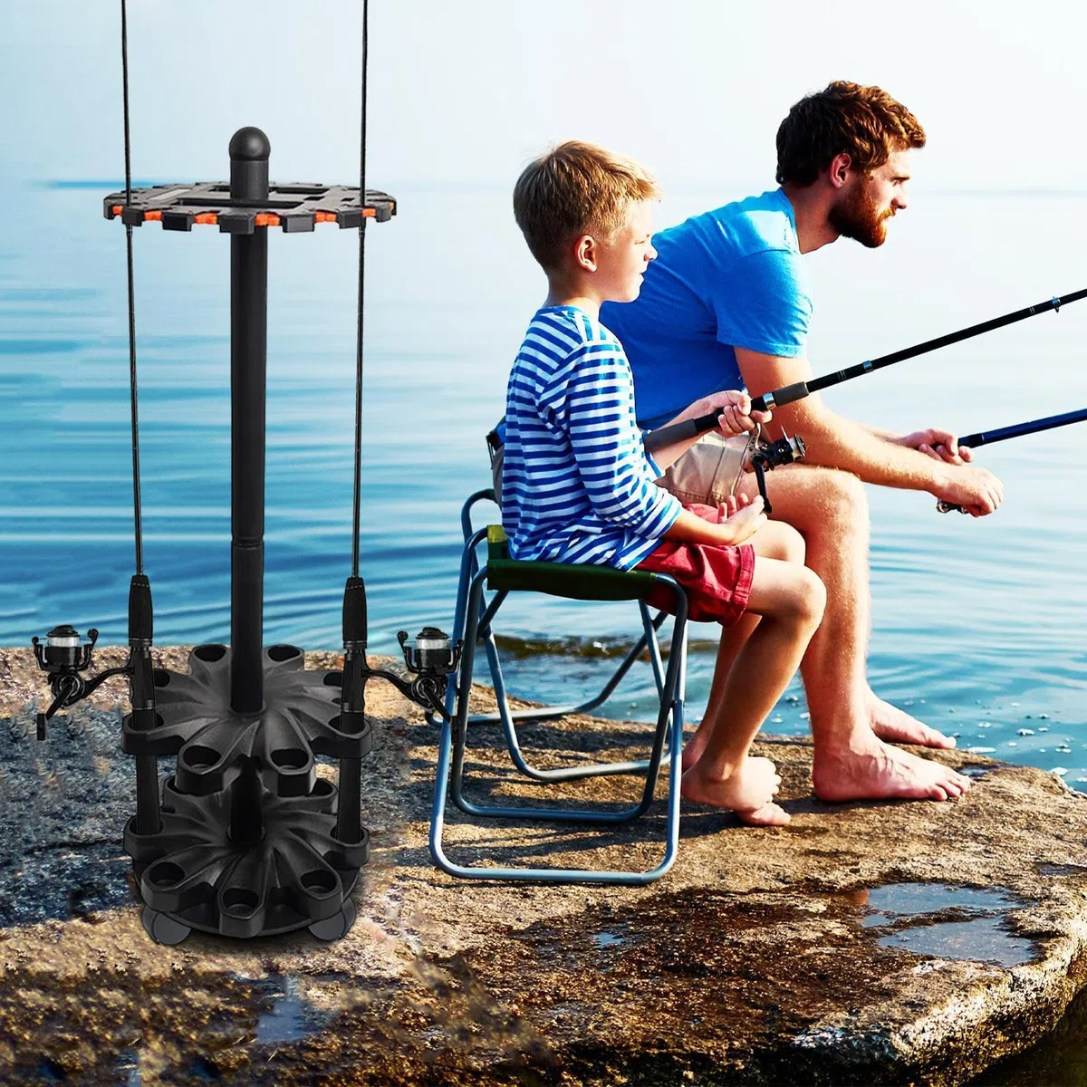 Rastrelliere portacanne da pesca Supporto in verticale per l'attività di | Portacanna da Terra per l'uso in Barca, Kayak, Viaggi, Spiaggia, Ponte, Casa, Veicolo