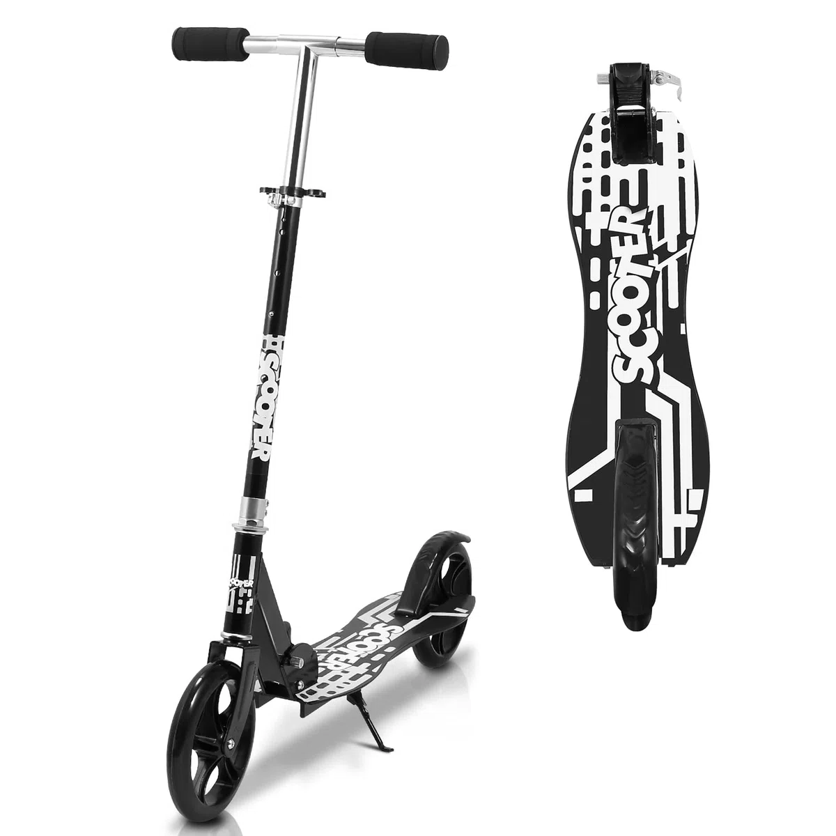 Monopattino per bambini, 2 ruote, scooter a 3 altezze, 205 mm, con tracolla, monopattino fino a 100 kg, per ragazze, ragazzi e bambini dai 5 anni in su