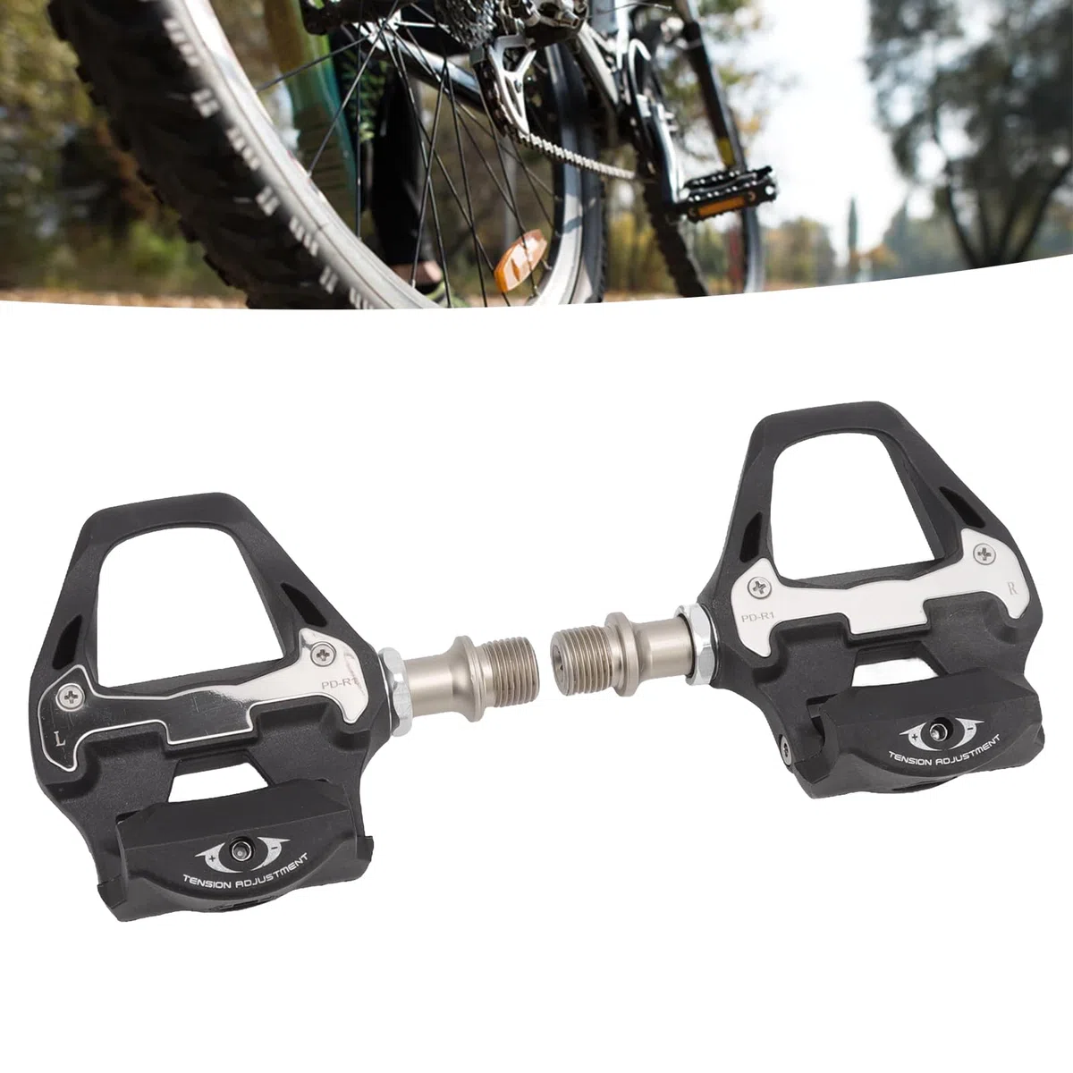 Changor Pedali per Bicicletta Autobloccanti con Tacchetti Costruzione in Nylon Resistente per Mountain Bike 1 Paio 96,8x46,7x21,5 Mm