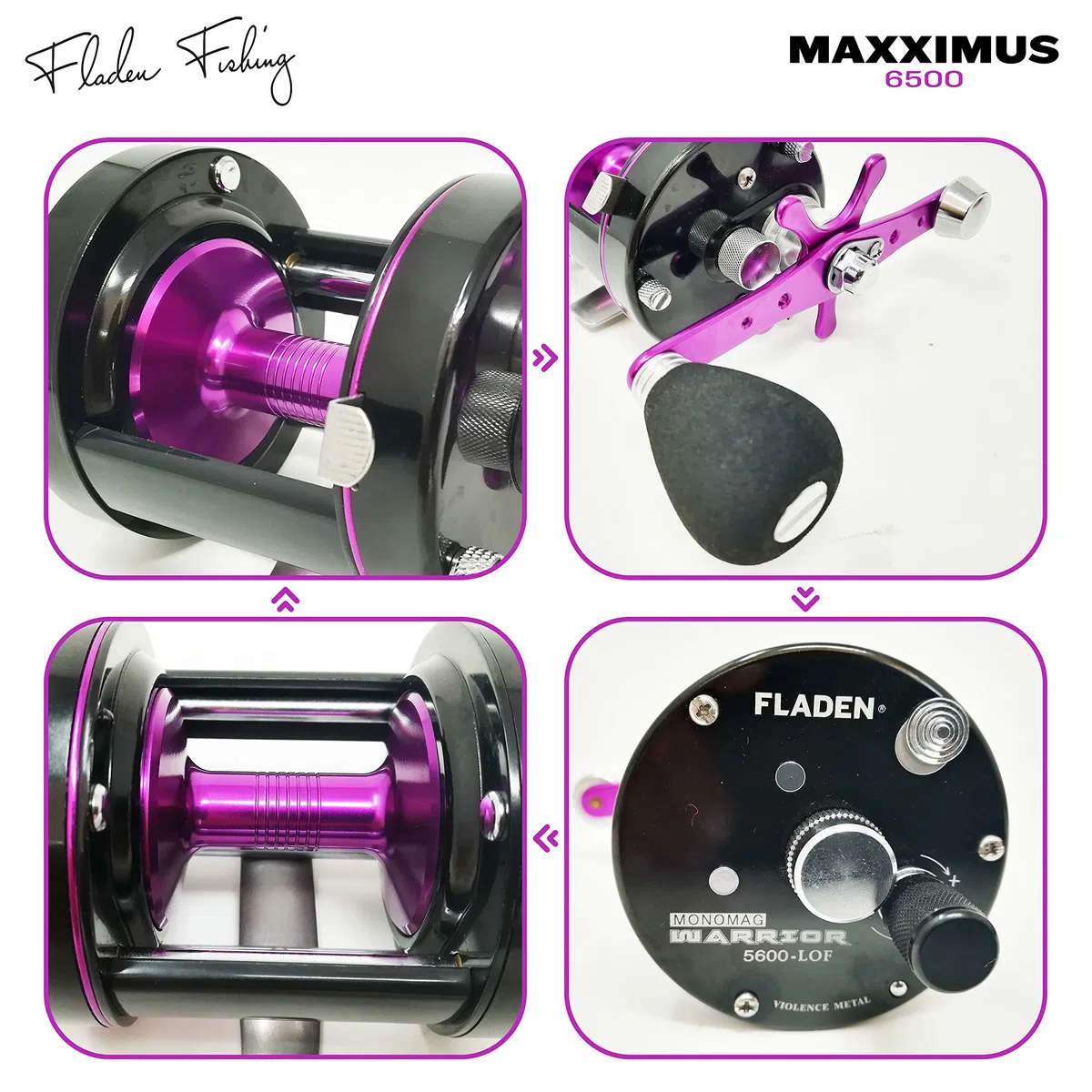 Fladen Maxximus 6500 - Mulinello da pesca a moltiplicatore ad alta velocità