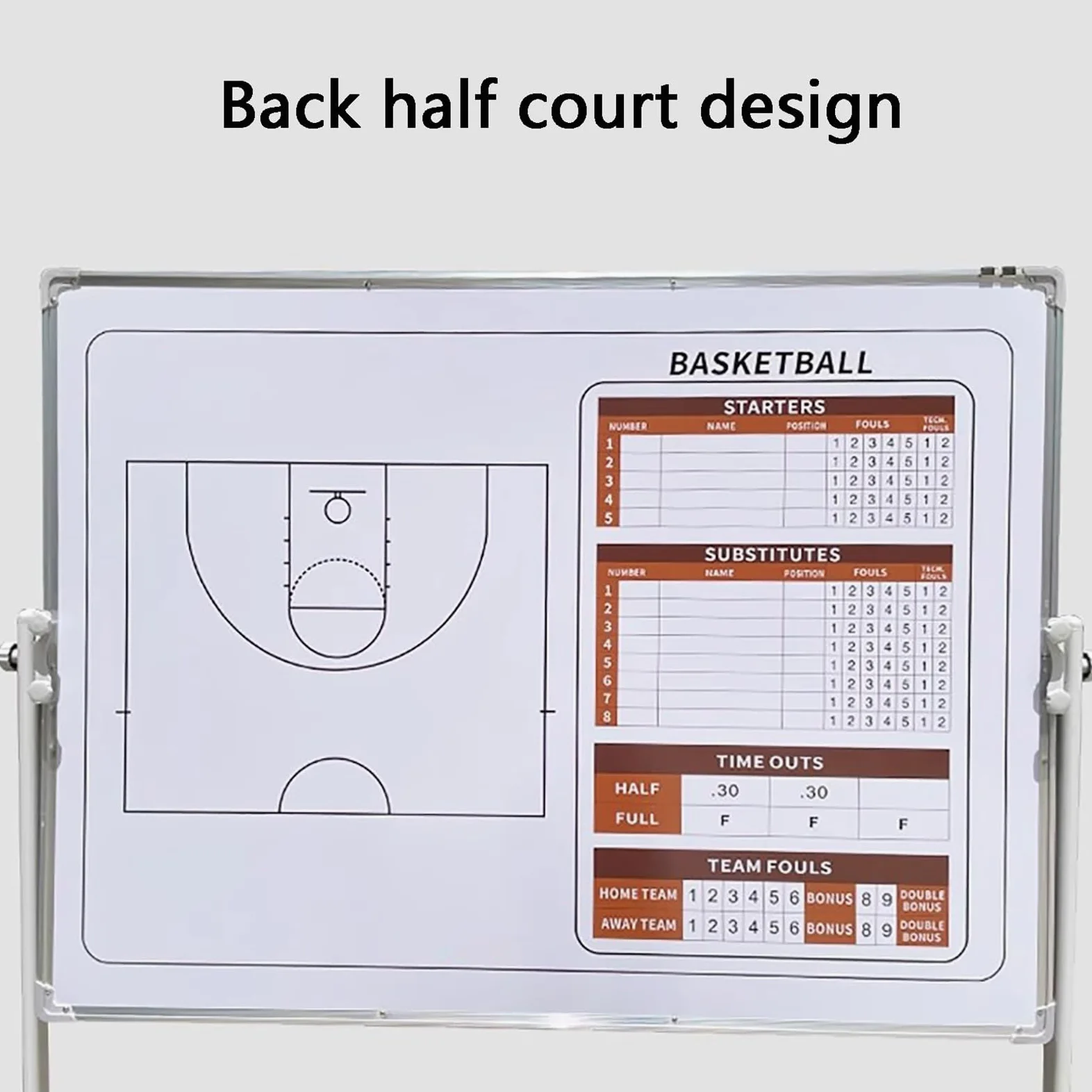 Lavagna Tattica per Basket A Doppia Faccia, Lavagna per Allenatori Basket | Con Ruote Girevoli, Altezza Regolabile, per Scuole e Club
