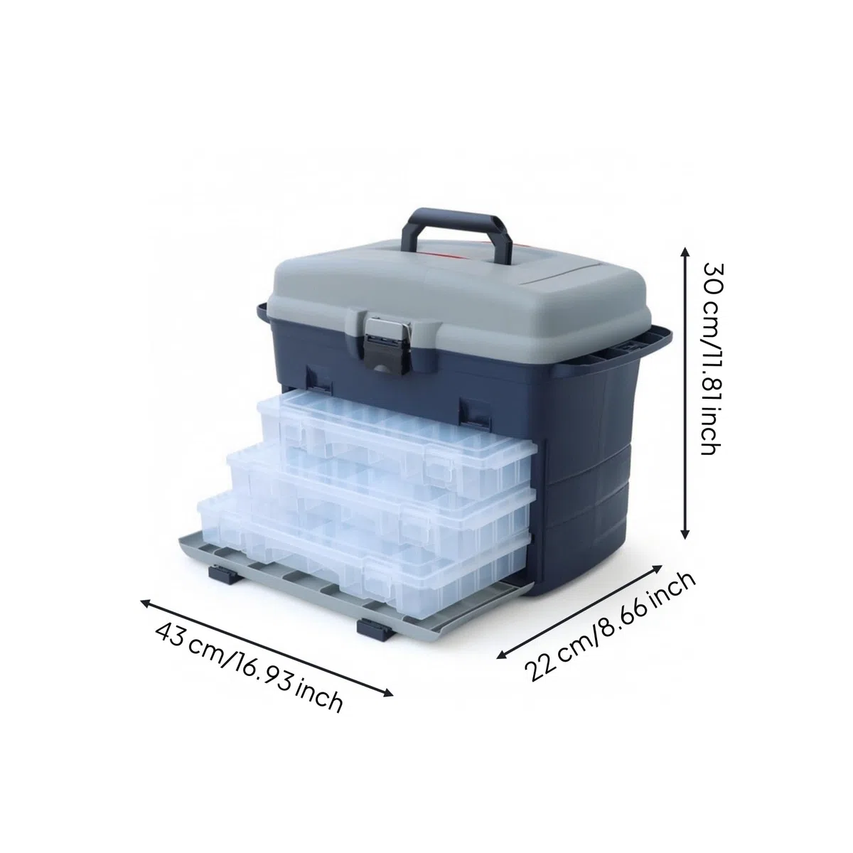 Contenitore Attrezzatura da Pesca Scatola Tackle Organizer Cassetta Portaesche con Vassoi Estraibili Design a Due Livelli in Plastica Robusta con