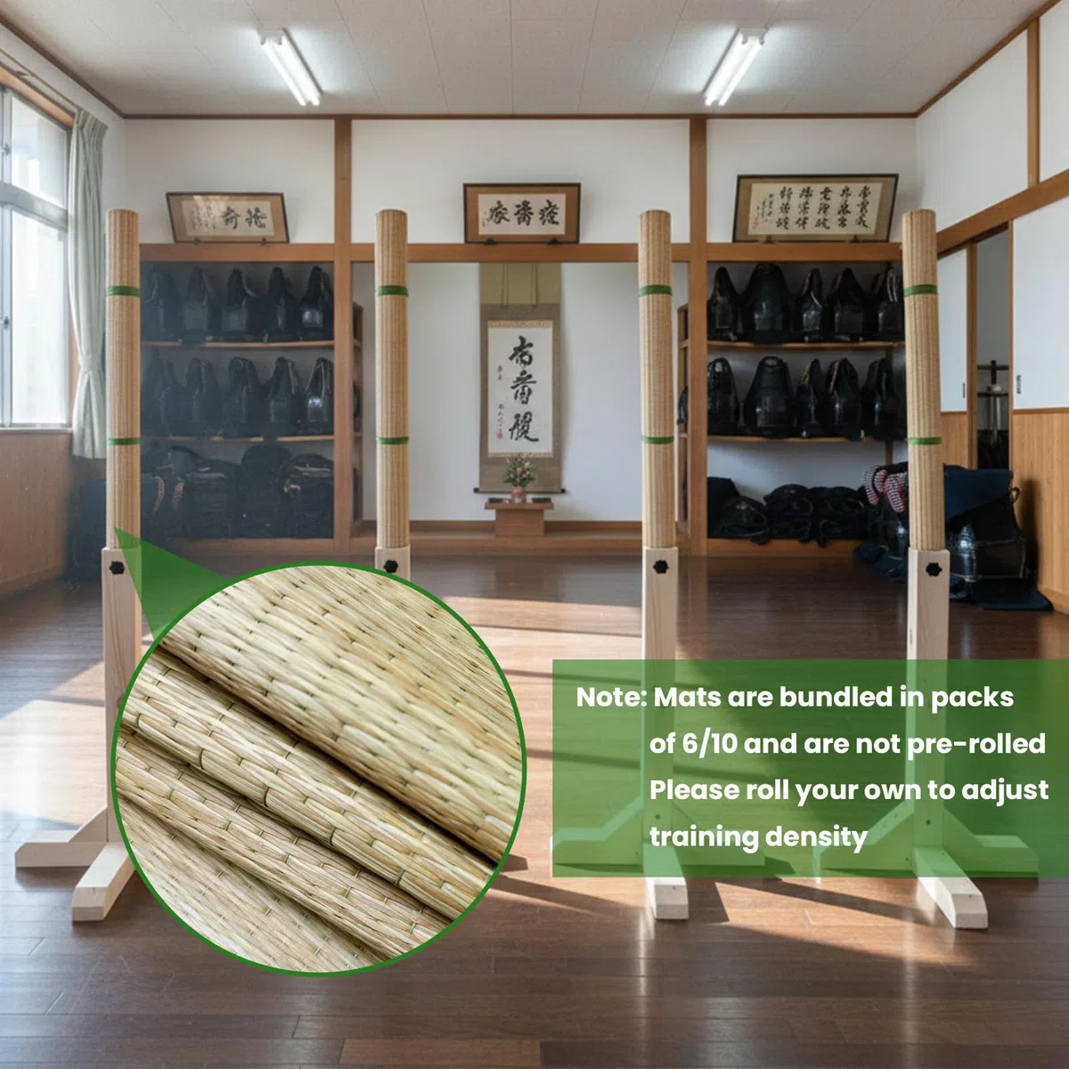 Tameshigiri - Tappetino per tatami, bersaglio per pratica di taglio spada giapponese, 180 x 86 cm, realizzato in autentica paglia per allenamento di arti marziali samurai