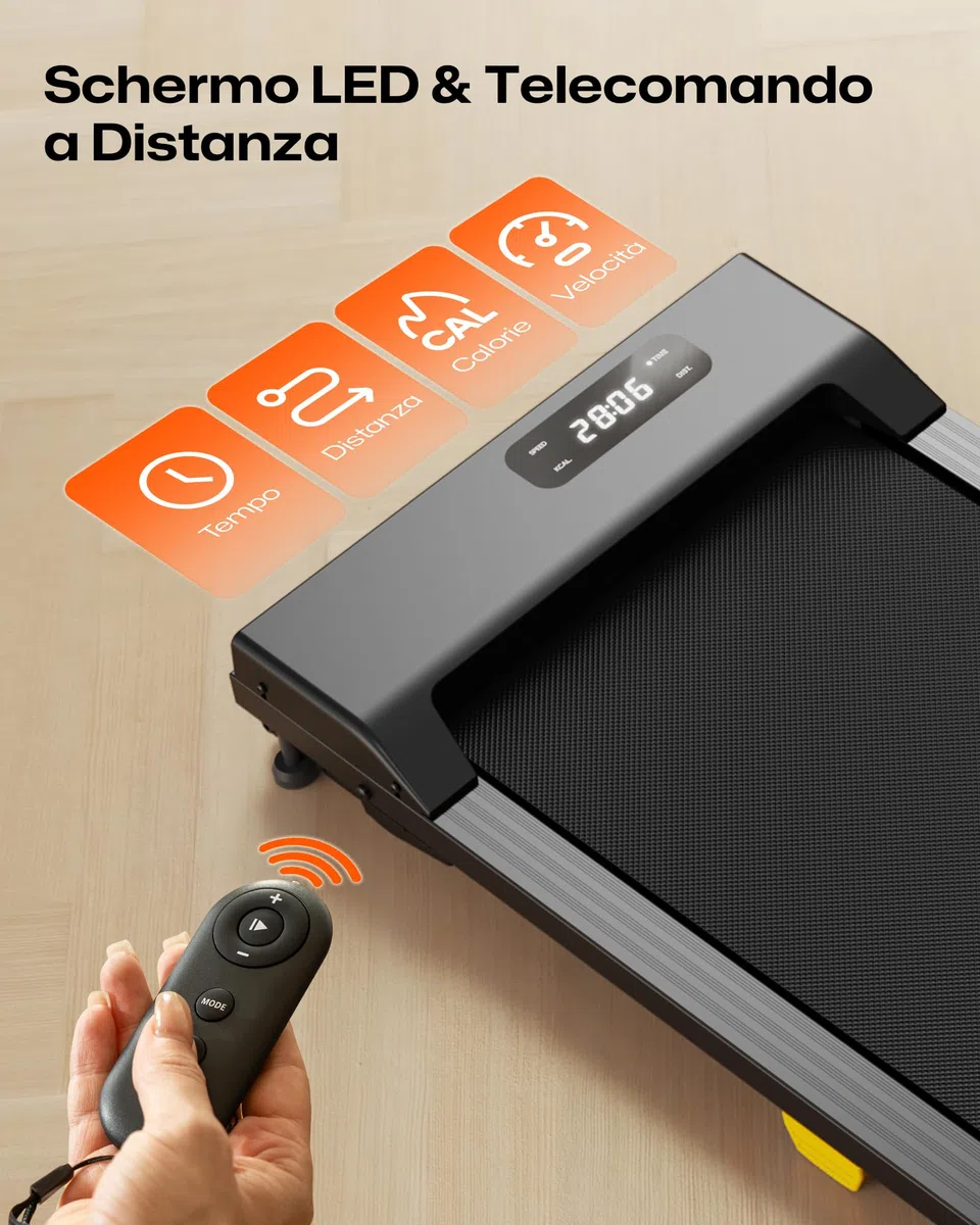 UREVO Tapis Roulant Elettrico con Inclinazione 9%, Walking Pad Sotto Scrivania Silenzioso 2.5HP, Display LED e Telecomando, Mini Tappeto da Corsa Salvaspazio con Telecomando per Casa e Ufficio