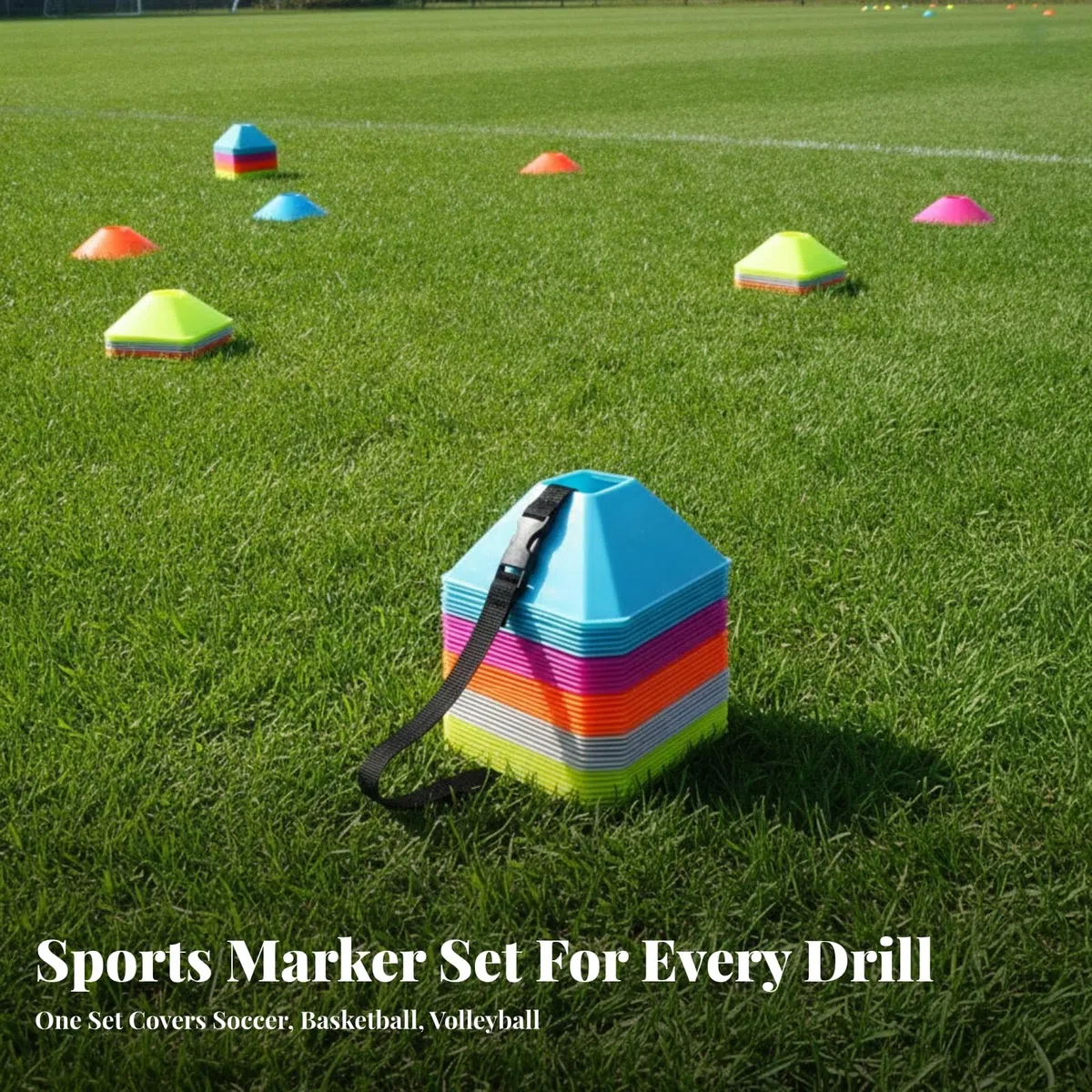 Sports Training Marker Cono Triangolare Allenamento Segnapercorso Campo Ostacolo Agilità Perimetro in Polietilene Antiurto con Foro Centrale