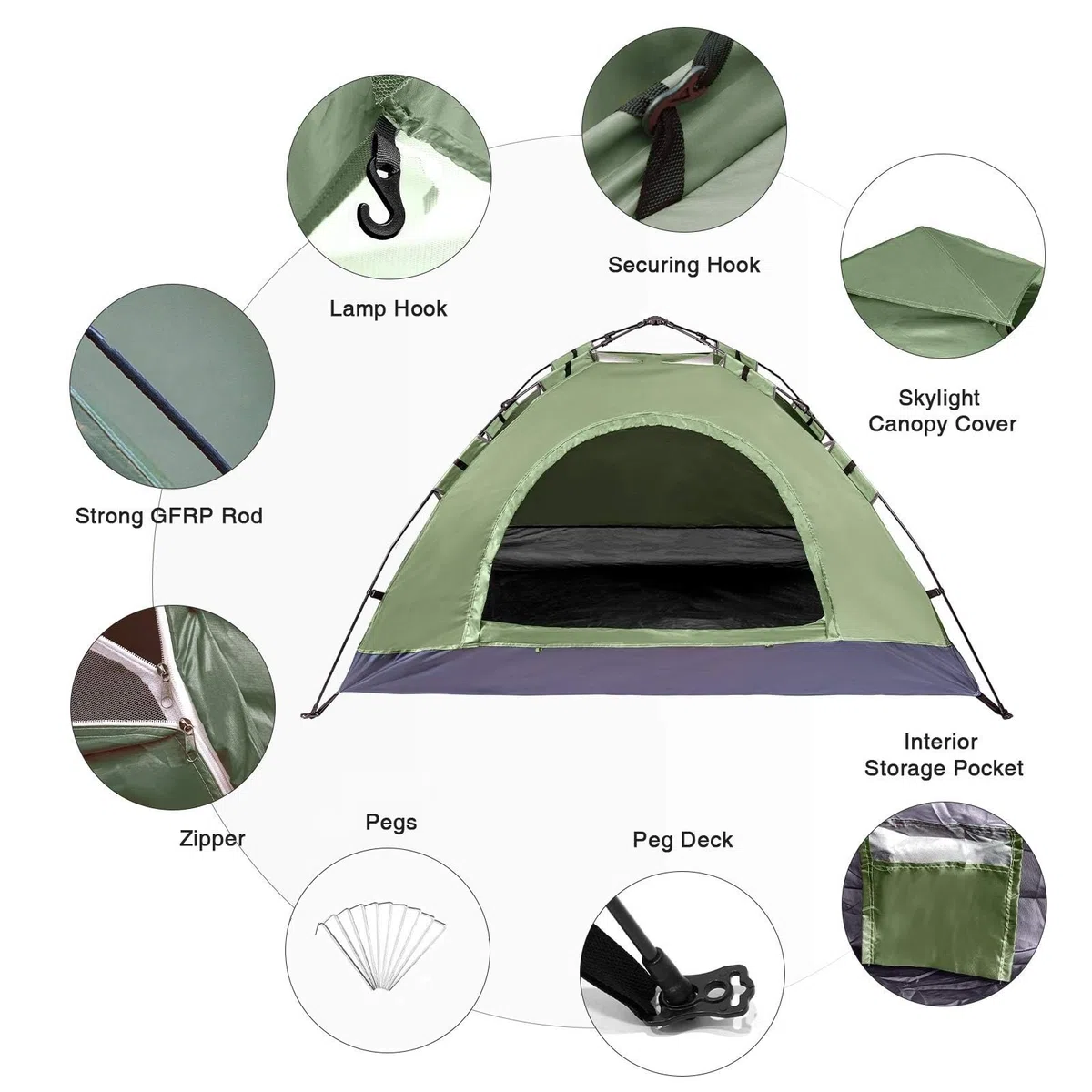 Tenda Campeggio 2 Posti, Impermeabile Ultraleggera Tenda da Campeggio, Facile da Installare, dimensioni ridotte, per esterni, ciclismo, trekking