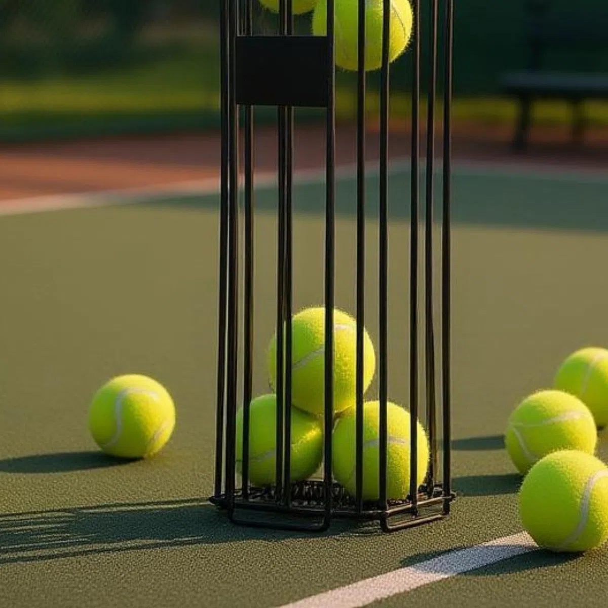 TISHITA Raccoglipalle da Tennis Cesto Raccoglitore Carrello Cesta Contenitore in Metallo Telaio Robusto Cestino Rettangolare con Manico Lungo Raccolta Senza