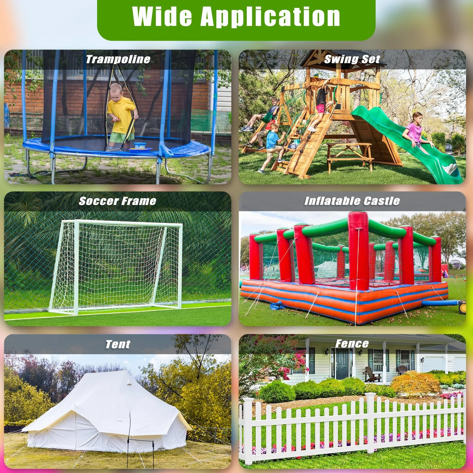 Set di 6 ancoraggi da terra da 61 cm con viti per trampolino, kit di ancoraggio a spirale da 6,9 cm di larghezza, con staffa a L, ancoraggi per casa mobile, per altalena, tenda, capannone, tettoia
