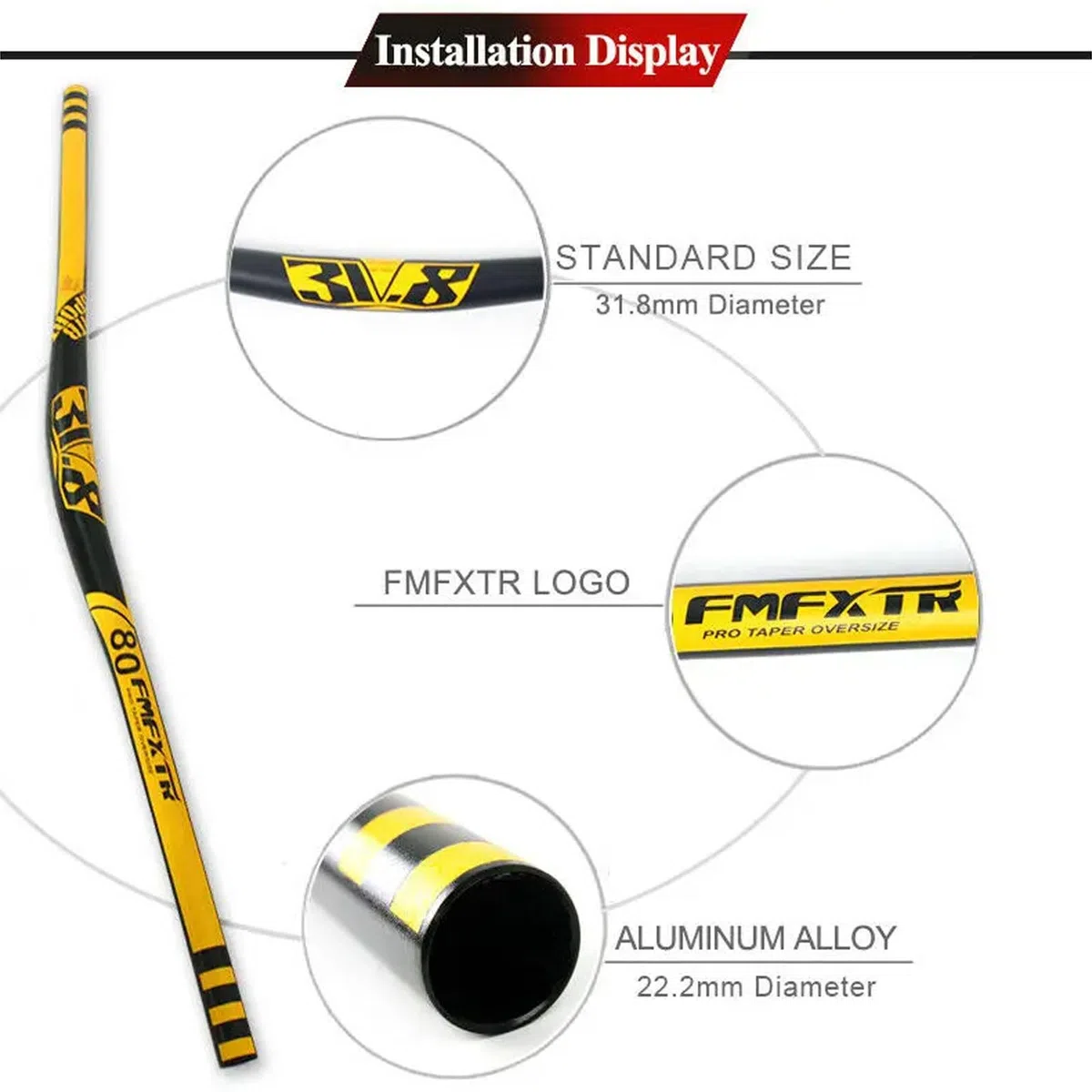 YLME Manubrio per Mountain Bike, Manubrio MTB in Lega di Alluminio da 31,8 Mm, Manubrio per Bicicletta A Forma di Rondine per Ciclismo su Strada di Montagna BMX