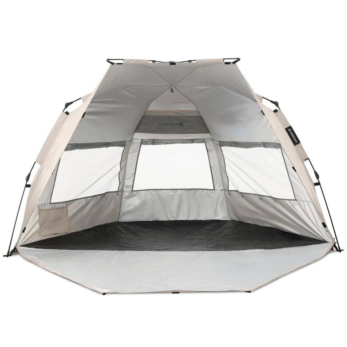 DERYAN Up-to-Go - Tenda da spiaggia pop-up per bambini, protezione dai raggi UV UPF 50+ e protezione dal vento, compatta e pieghevole, per 4 persone, montata in 1 secondo, colore: argento