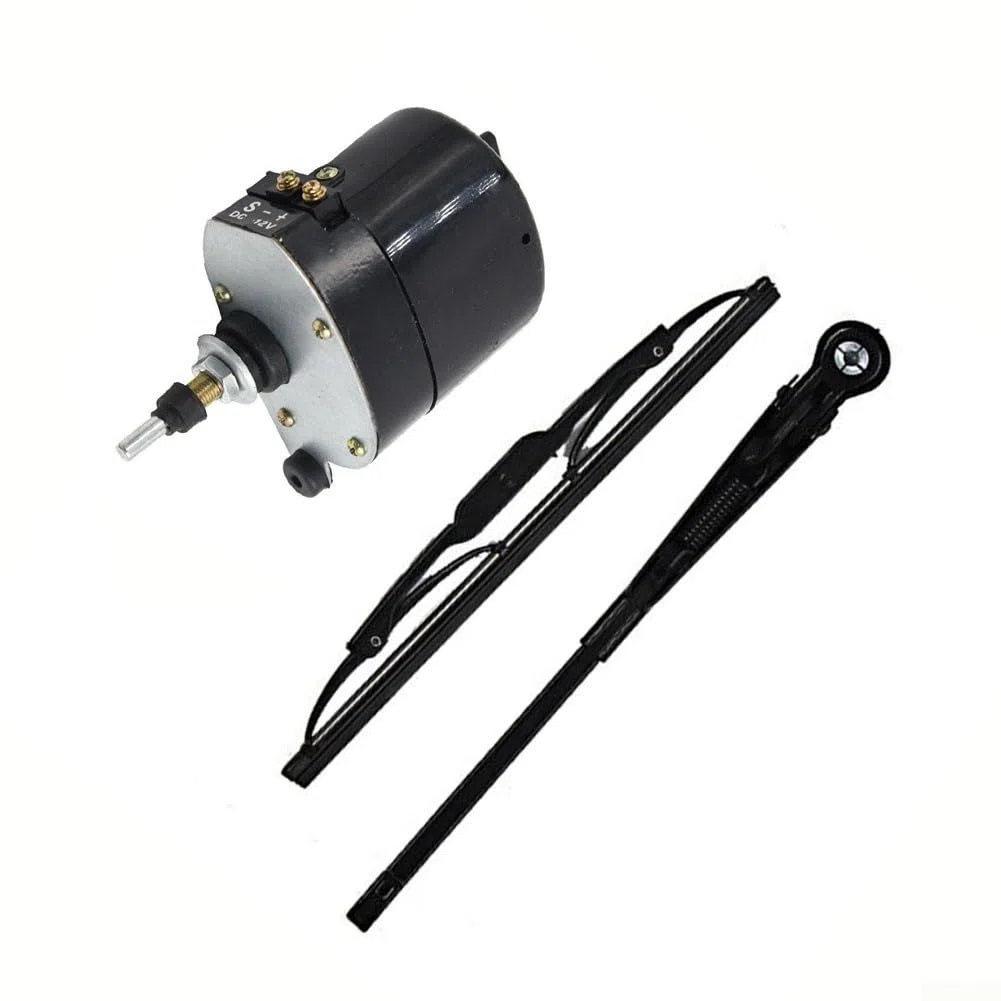 Motore tergicristallo in acciaio , universale, 12 V, con braccio, ideale per barche da pesca e camper (motore + tergicristallo)