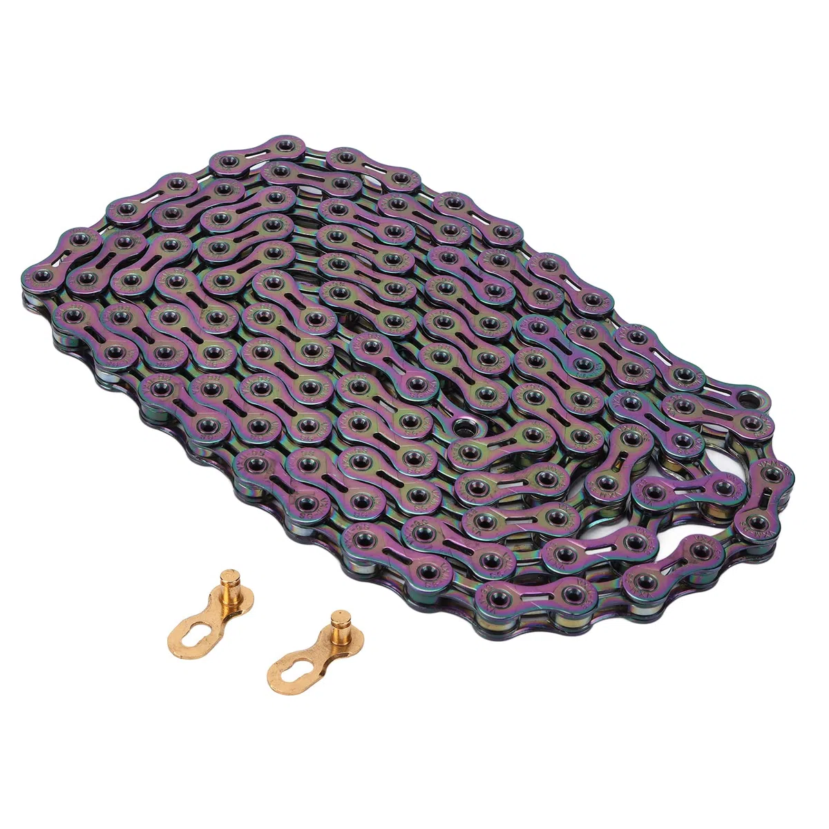 Catena di mountain bike a 9 velocità Trattamento elettroplativo completo catena di biciclette colorate per la mountain bike in acciaio al carbonio 300G
