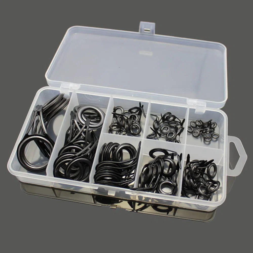 Docooler 75PCS varie misure canna da pesca guide punte linea di pesca spinning guide occhi anelli tip top kit di riparazione set