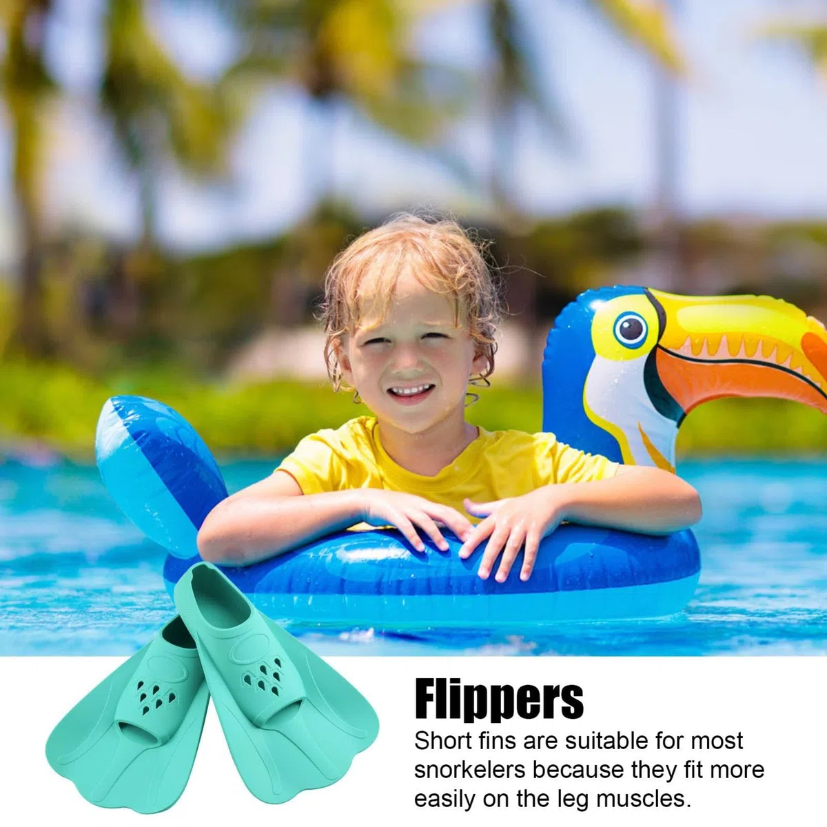 Pinne da nuoto per bambini, pinne corte da allenamento, leggere, regolabili, design idrodinamico Kick-Boost, cinghie morbide, attrezzature di propulsione dell'acqua efficiente, per imparare a fare