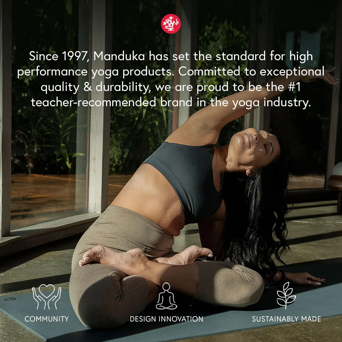 Manduka Coperta in cotone per yoga, accessorio e accessorio per yoga, pieghevole, impilabile per sostenere, in cotone, 172 cm, grigio tuono