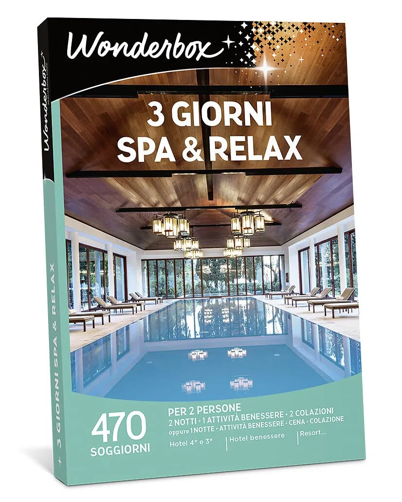 WONDERBOX - Cofanetto Regalo - 3 Giorni Spa & Relax - per 2 Persone | 2 notti + 1 attività benessere + 2 colazioni - Più di 470 soggiorni - Hotel 4* e 3*, hotel benessere, resort