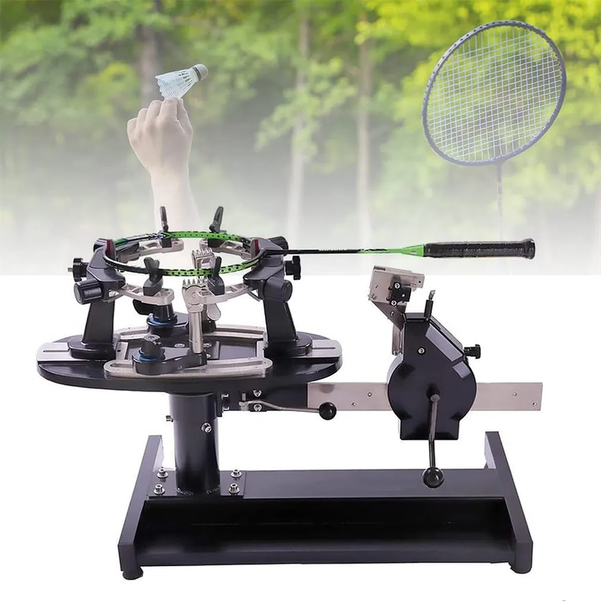 Incordatrice per racchette, doppio uso, con piatto girevole a 360 gradi, set completo di attrezzi per tirare, per una facile manutenzione fai da te della racchetta da tennis e da badminton