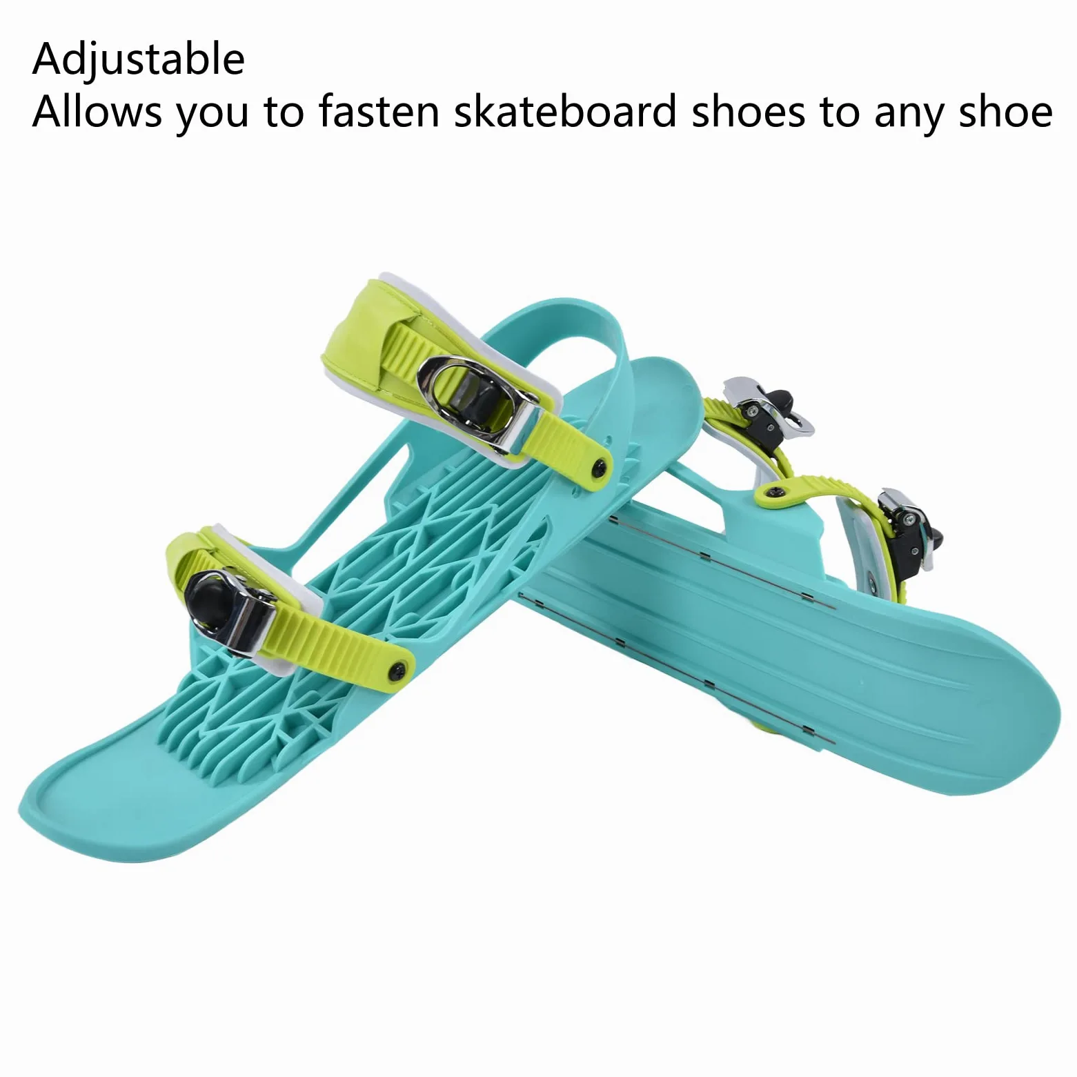 Mini Pattini da Sci Scarpe da Snowboard Regolabili Portatili Nylon Verde per Sport da Sci all'Aperto Pattini da Neve Invernali Pattini da Sci Corti per Piste da Discesa Parchi