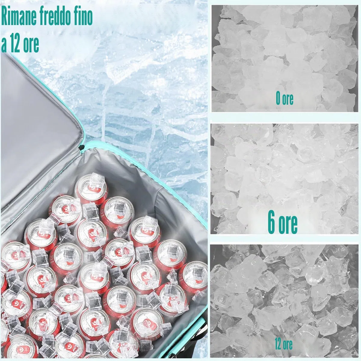INSMEER Borsa termica Gross da 55 l, 80 cans, pieghevole, a prova di perdite e impermeabile, con apribottiglie, XXL, borsa da picnic e shopping per gite, campeggio, spiaggia
