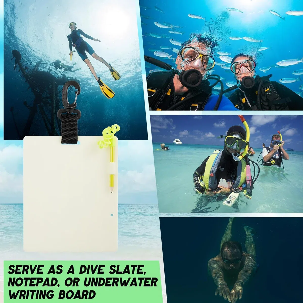 Générique Ardesia Immersione Attrezzatura subacquea impermeabile e luminoso | Blocco note Subaquatico Fosforescente per esplorazione Apnea, Grotta, Lago, Formazione, Subacquei Principianti
