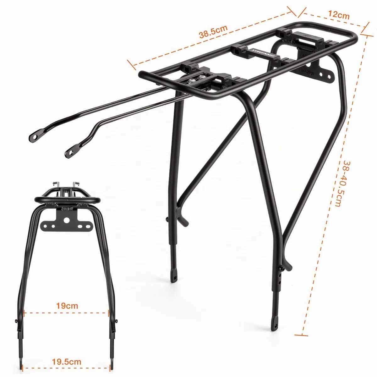Portapacchi posteriore per bicicletta – Compatibile con sistema MIK, portapacchi per bicicletta per freni a disco/senza freni a disco – Regolabile in altezza per telai da 26"-29"