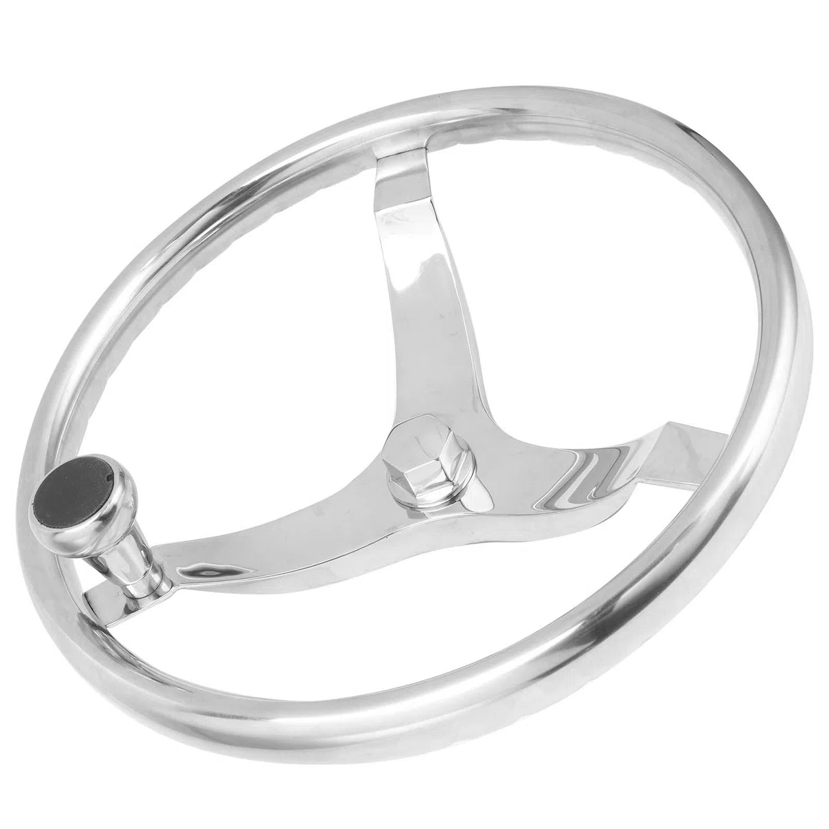 Qqmora Volante per Yacht a 3 Razze in Acciaio Inossidabile 316 Squisito con Manopola Girevole - Design Durevole e Bello, Diametro 13,5", per gli Appassionati di