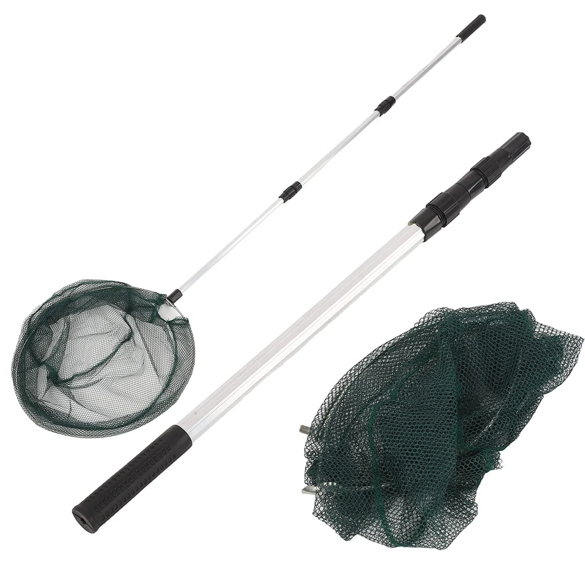 Rete da Pesca in Lega di Alluminio PVC, Guadino da Pesca Pieghevole, Guadino per Pesci con Manico Telescopico Lungo per il Rilascio a Cattura dei Pesci