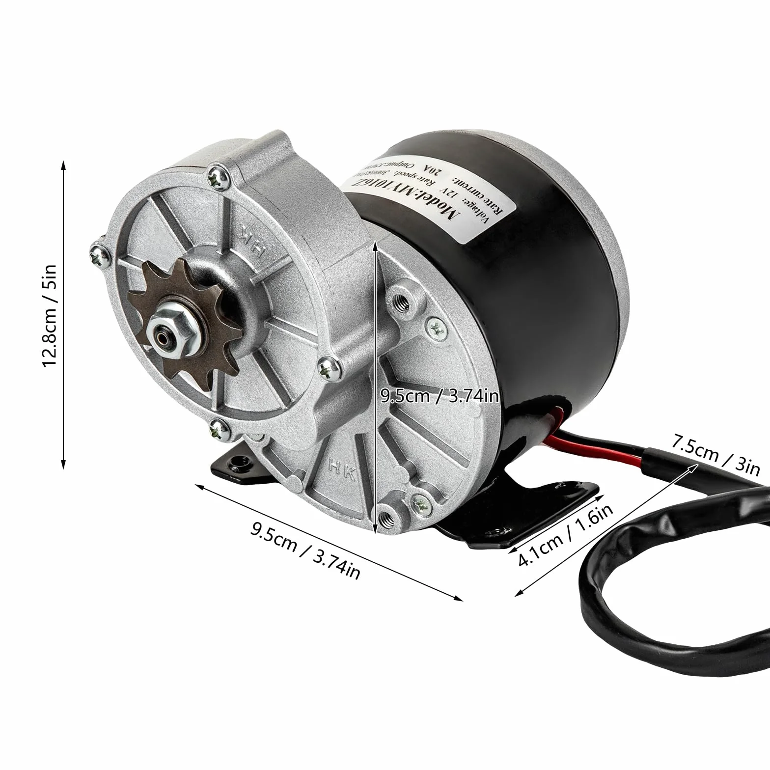 Motore elettrico da 12 V, 250 W, con riduttore di trasmissione, motore di riduttore DC per biciclette elettriche