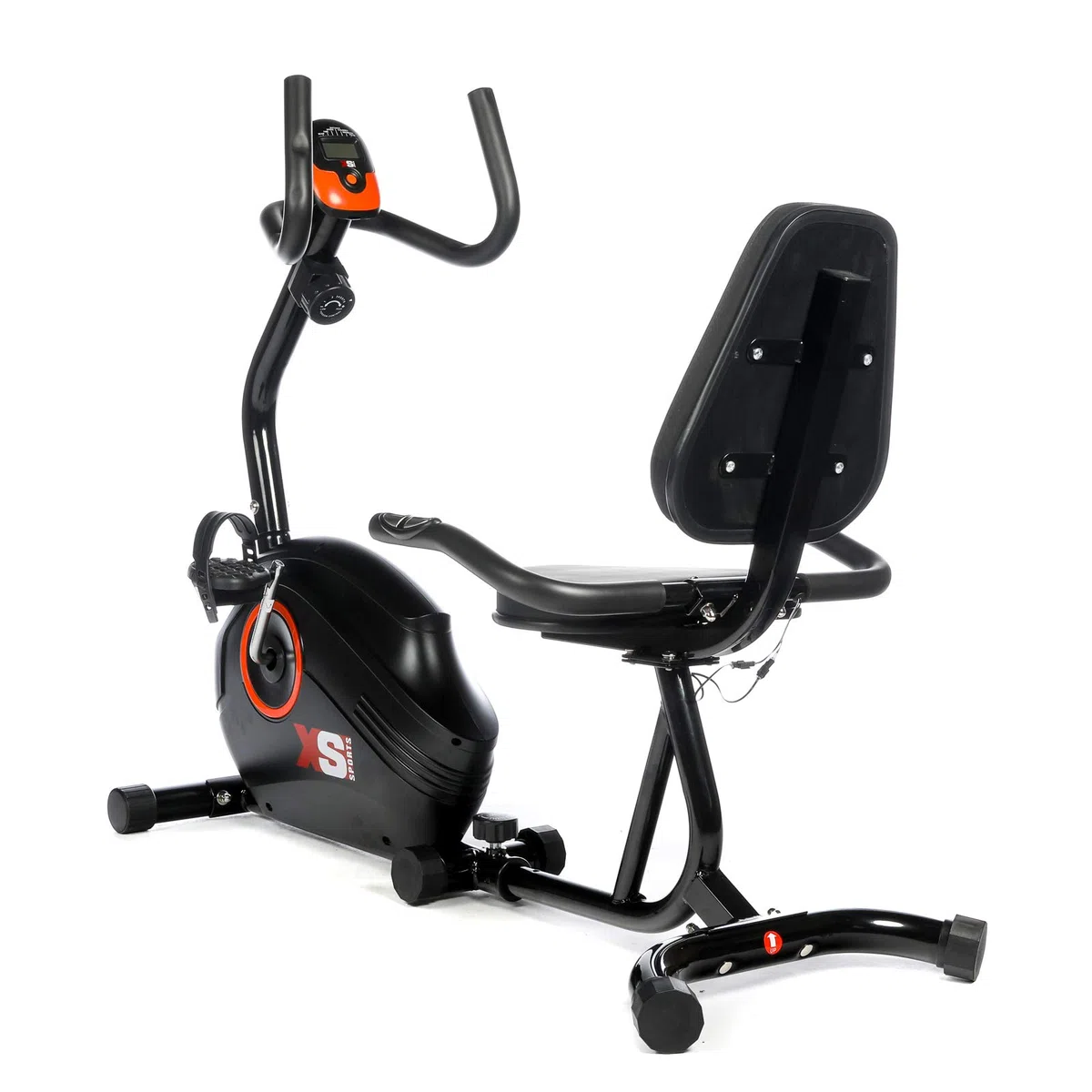 XS Sports B400R - Cyclette reclinata per riabilitazione, 8 livelli di resistenza magnetica, con monitor LCD, sensori di impulsi con maniglia, sedile regolabile