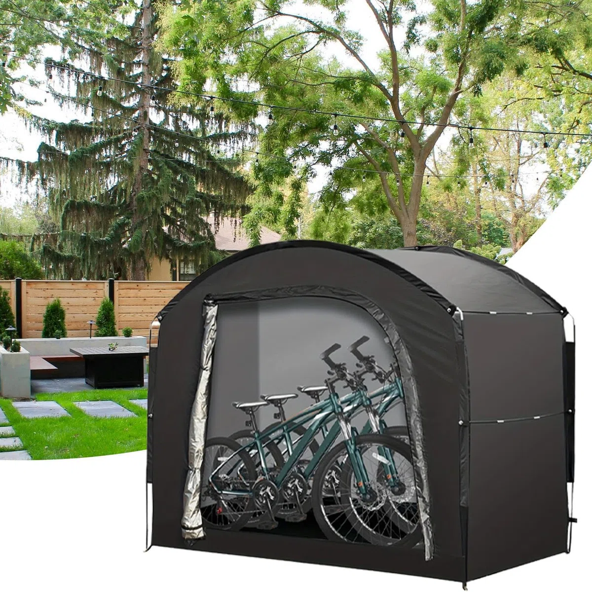 Genérico Fahrrad Aufbewahrungszelt - Organizer Zelt Aus Oxford-Stoff Für Fahrräder,Großvolumige Lagerboxen Gartenwerkzeuge Campingausrüstung Poolzubehör, nero, Vedi la descrizione, Vedere la