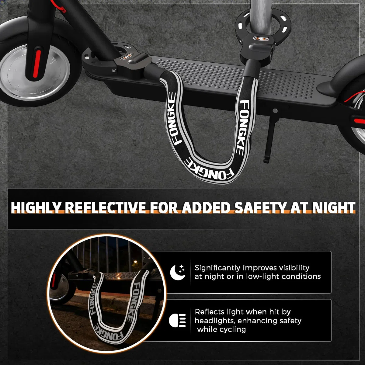 Lucchetto Monopattino Elettrico, Catena Bicicletta Antifurto con Borsa Impermeabile, Accessori Monopattino Elettrico, Manette Serrature per Scooter, Bicicletta, Quad, Moto