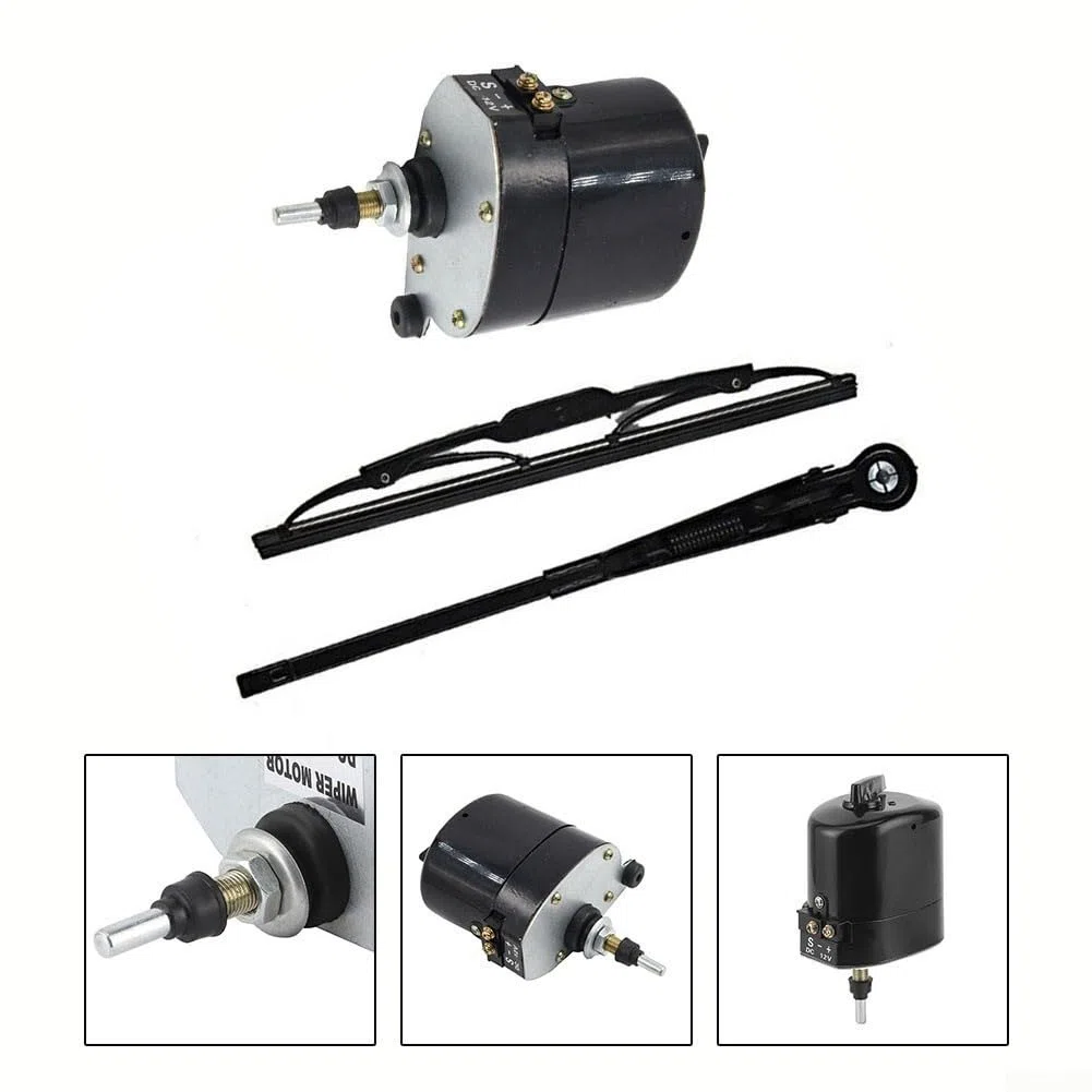Motore tergicristallo in acciaio , universale, 12 V, con braccio, ideale per barche da pesca e camper (motore + tergicristallo)
