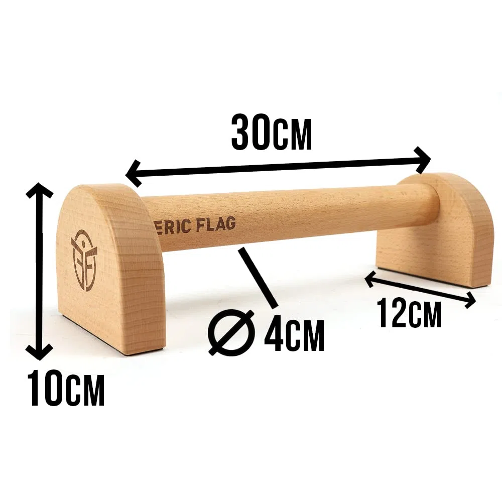 Eric Flag Parallele Calisthenics - Parallele Basse in Legno per Fitness, Calisthenics, Palestra in Casa - Maniglie per Flessioni/Push Up Bar, Parallettes Solide e Stabili - Calisthenics Attrezzature