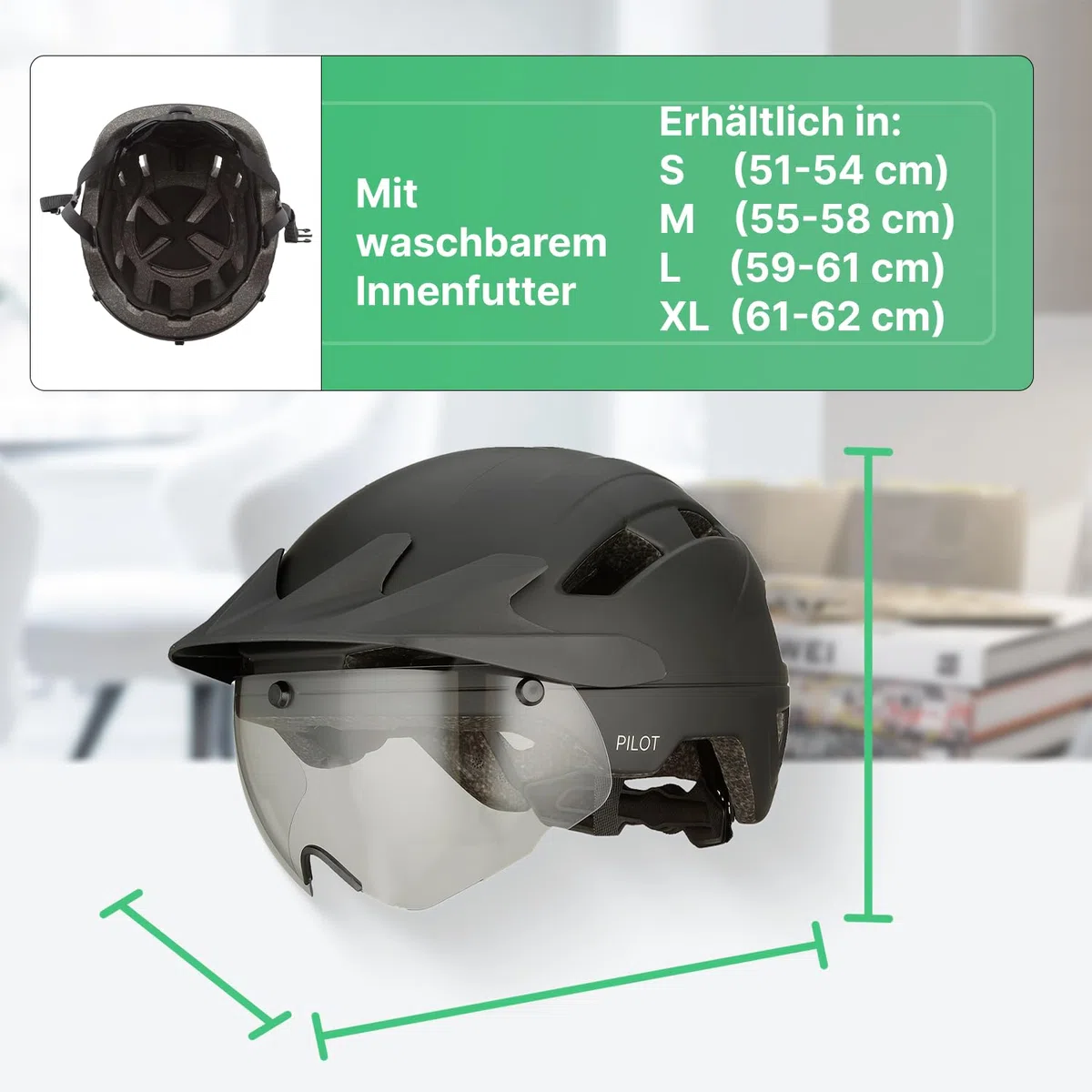 GOOFF Pilot - Casco S-Pedelec | Protezione per pedalate veloci in e-bike, casco da bicicletta con visiera e luce, certificato NTA 8776