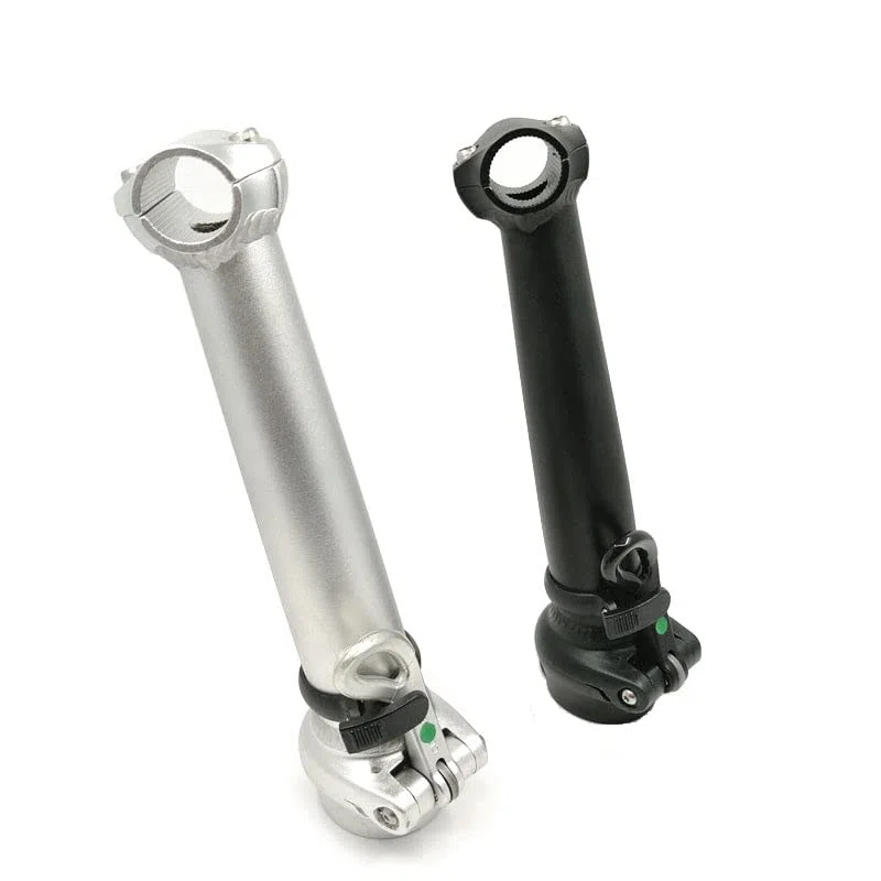 Attacco Manubrio Mtb Stelo da bici pieghevole 25,4mm-manubrio 28.6mm-forcella 21.5cm Doppio dado che fissa il tubo dello stelo pieghevole verso l'interno nero / argento Attacco Manubrio(21.5cm Black)