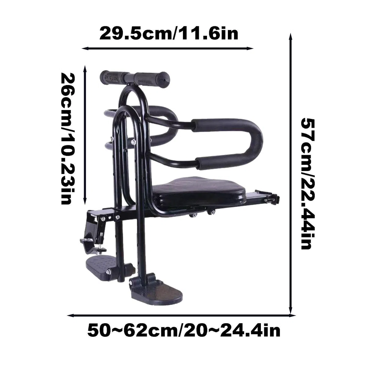 Generico Seggiolino Bambini da Bici Altezza Regolabile, Schienale, Pedane | Portatile Schienale E Pedane Poggiapiedi Adatto A Tutti I Tipi Di Biciclette, Mountain Bike E Bici Da