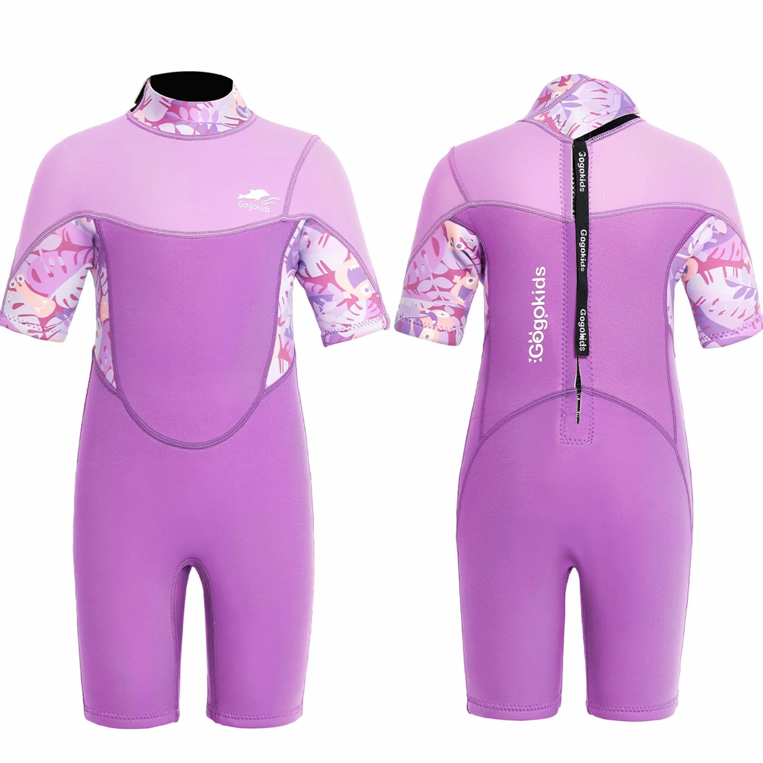 Gogokids Muta corta in neoprene per bambini, 2,5 mm, con cerniera posteriore, comoda e calda, in neoprene UV, per nuoto, snorkeling e surf, età 2-8 anni, per ragazzi e ragazze
