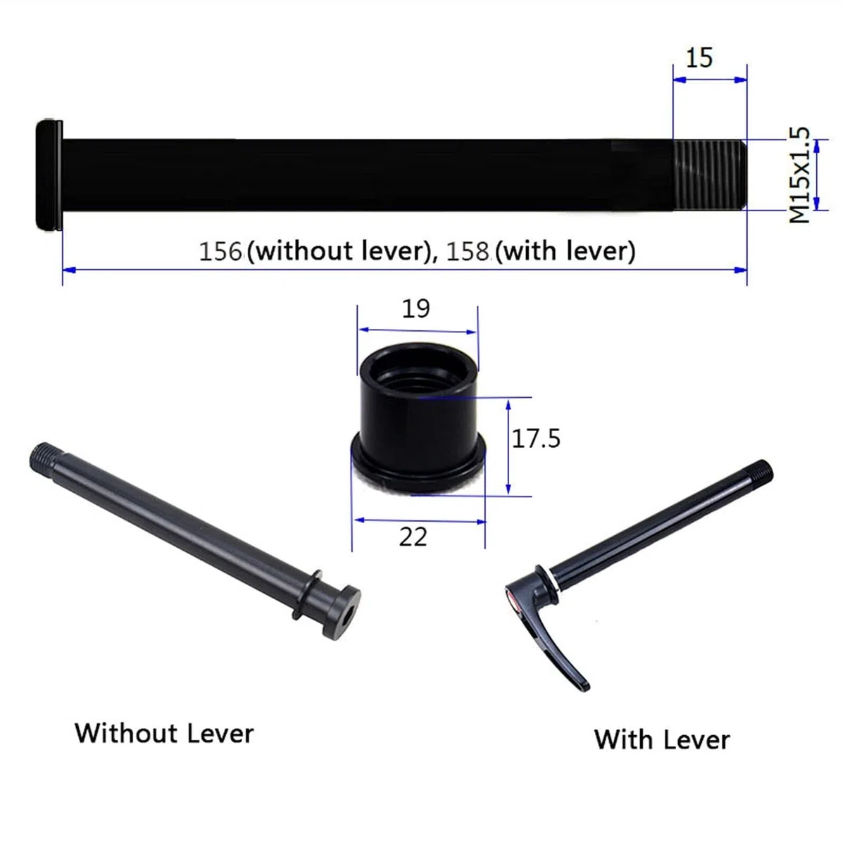 Rilasci Rapidi Per Bicicletta Spiedini for mozzo ruota bici 15x110 spiedo perno passante anteriore for forcella MTB bicicletta da strada asse 15 x 110 con dado di bloccaggio lunghezza 156-158 mm
