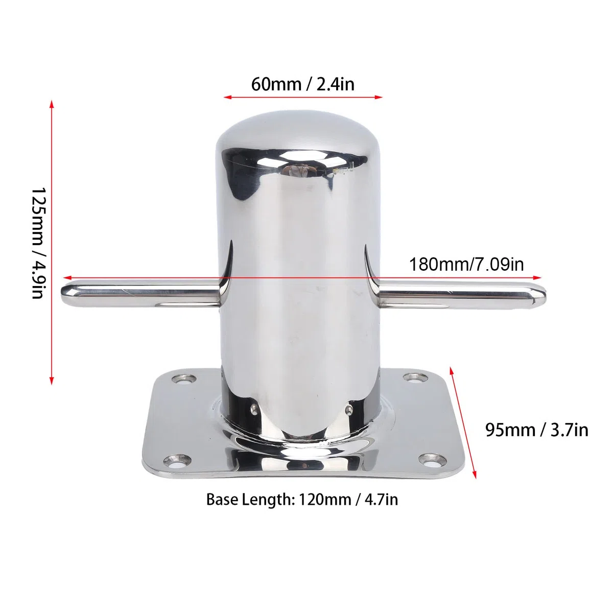 Bitta di ormeggio singola in acciaio inox 316 lucido Cleat marino resistente per barca, yacht e molo (120MM)