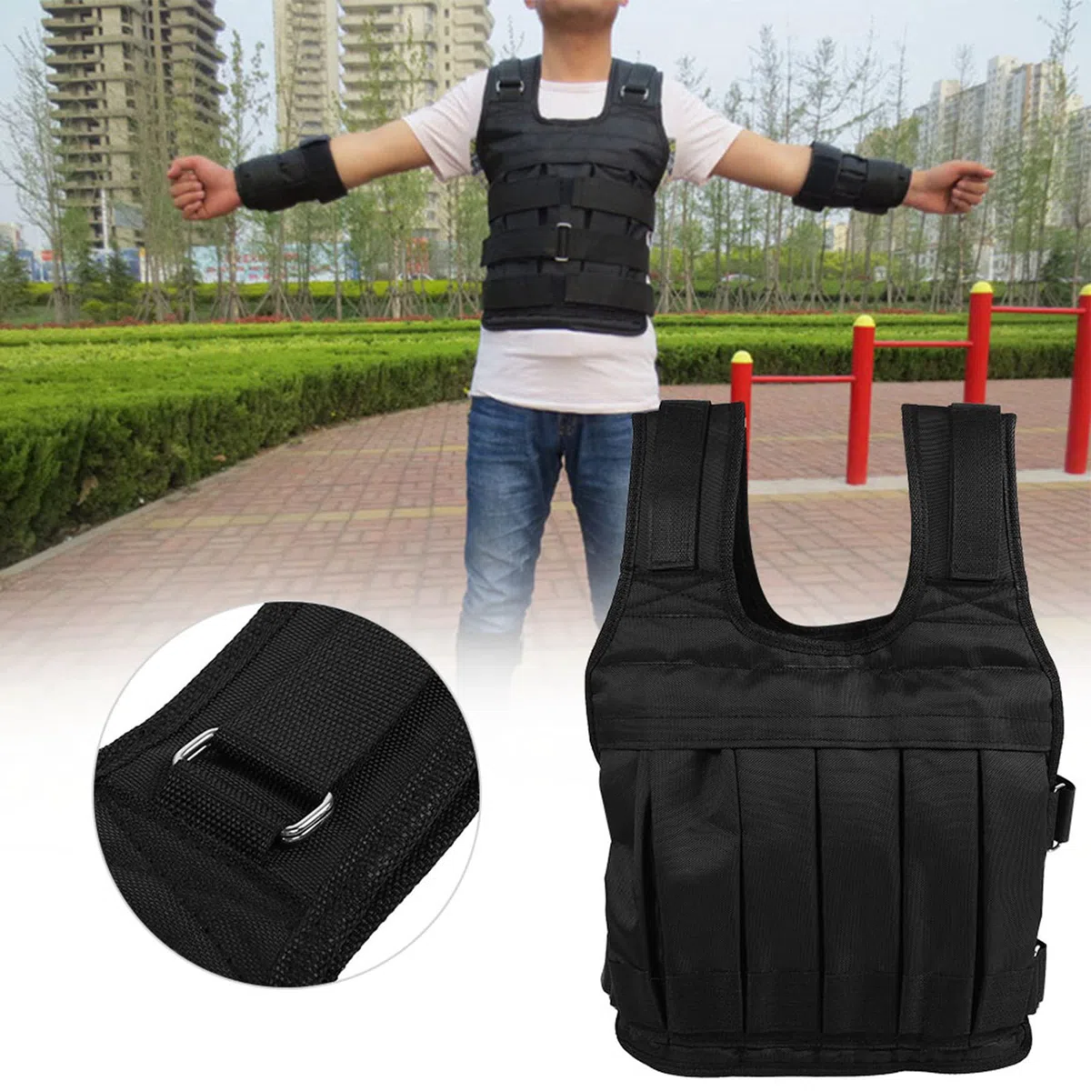 Gilet con Pesi Regolabile Gilet per Allenamentoa Forza 50 kg Giacca da Allenamento Tessuto Oxford Assorbimento degli Urti per Allenamento Fitness Allenamentoa Forza Atleti