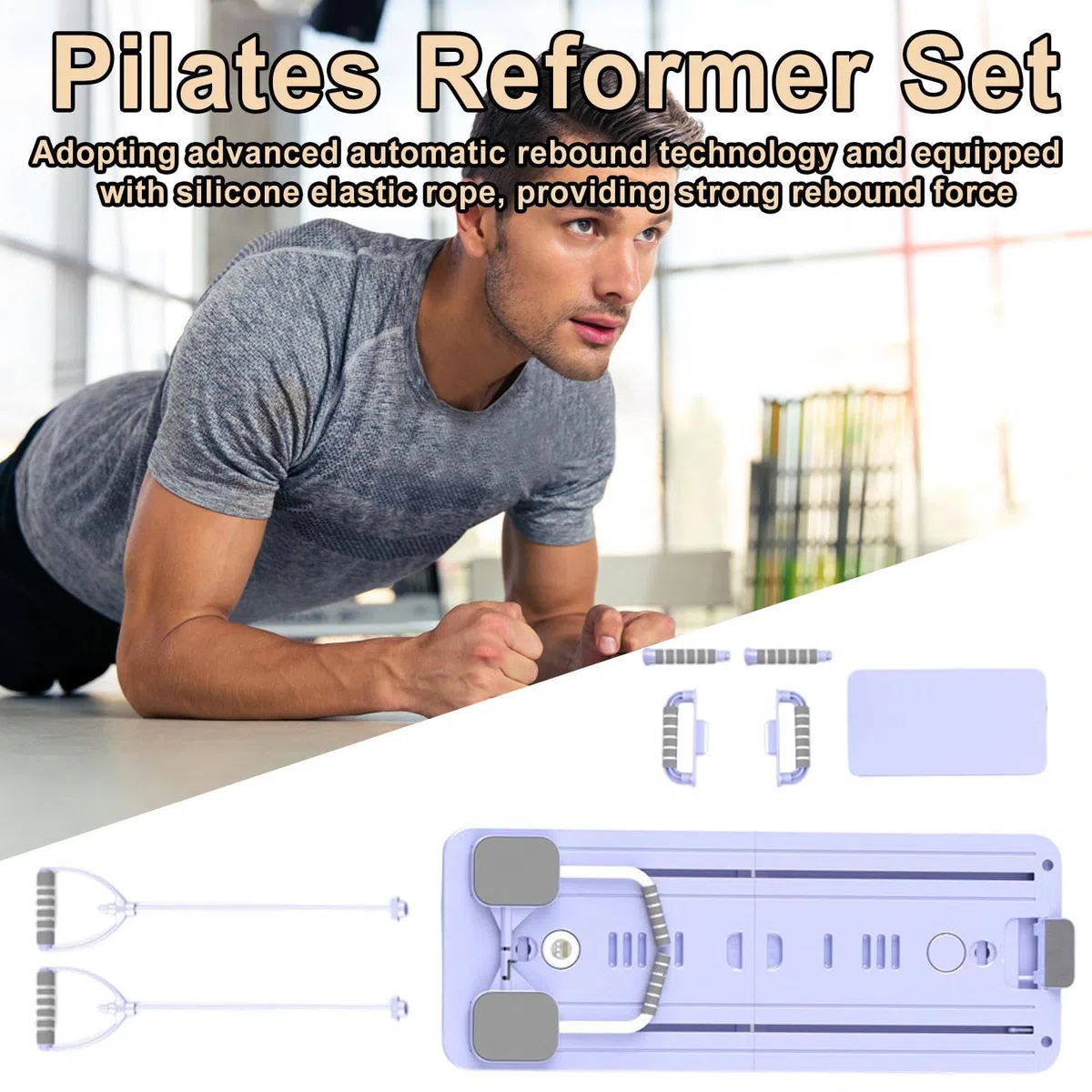 Riformatore portatile per Pilates Reformer, macchina per allenare gli addominali e pilates, accessorio pieghevole per la palestra a casa con fasce per l'allenamento della forza, per esercizi fisici
