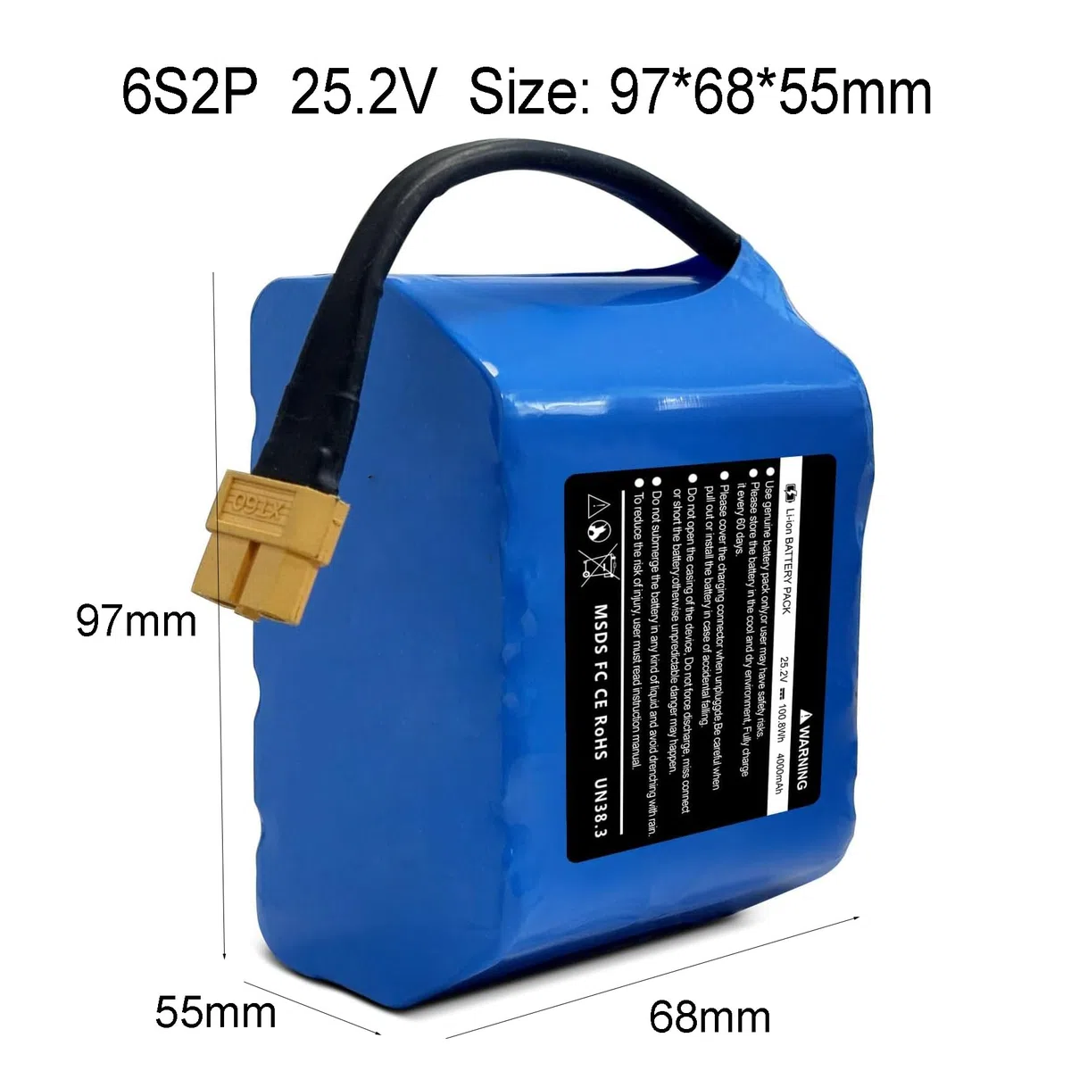 Batteria di Ricambio per Hoverboard da 25,2 V 29,4 V 4000 mAh con Spina XT60 Batteria al Litio da 24 V 4 Ah per la Maggior Parte degli Scooter autobilancianti a 2 Ruote