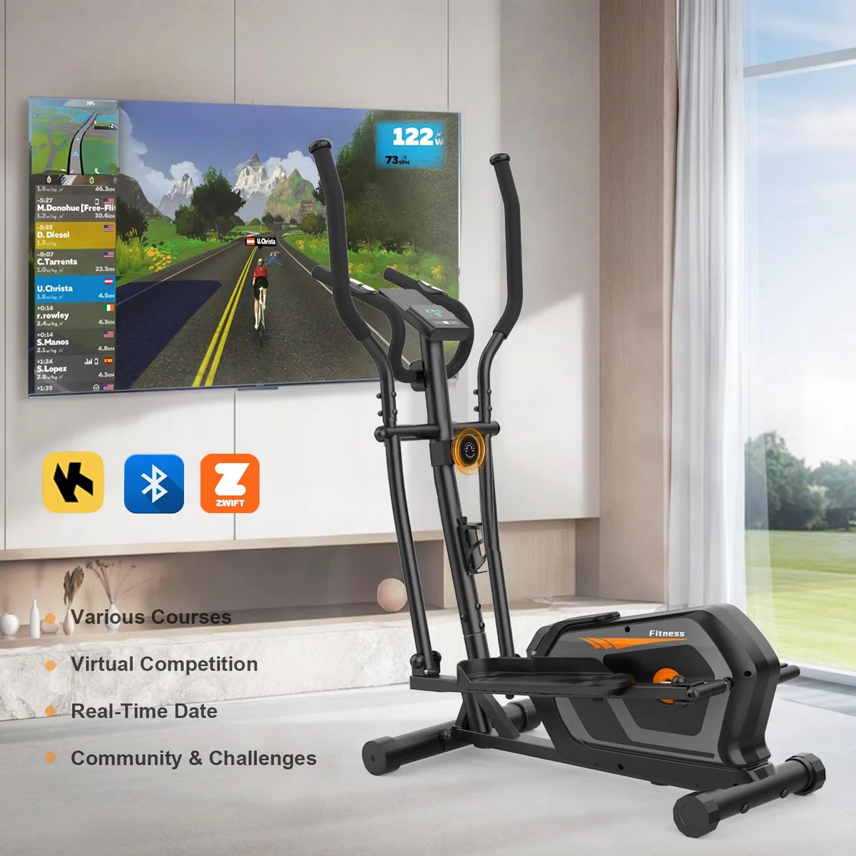 Neezee Ellittica,Macchina Ellittiche Magnetica con 16 Livelli di Resistenza,display LCD,Portaborraccia,Pedali antiscivolo,Capacità di Peso fino a 130KG,Cyclette Ellittica da Casa