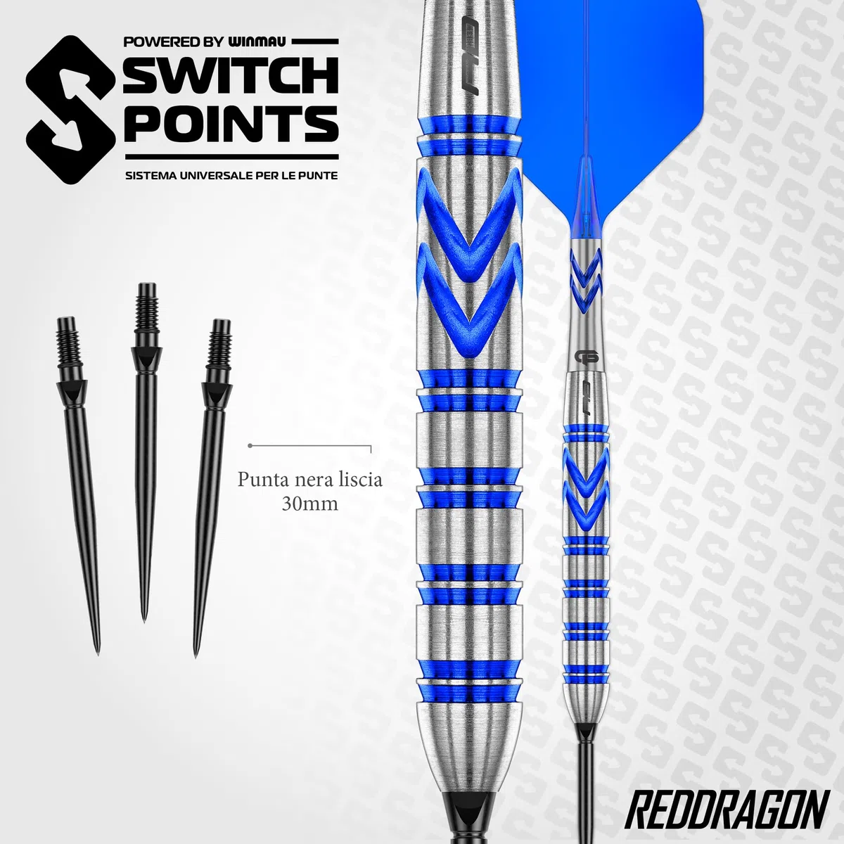 Red Dragon | Freccette Gerwyn Price Original Switch Points 23g | 90% Tungsteno | Nitro Flite Integrato | Punta in Acciaio